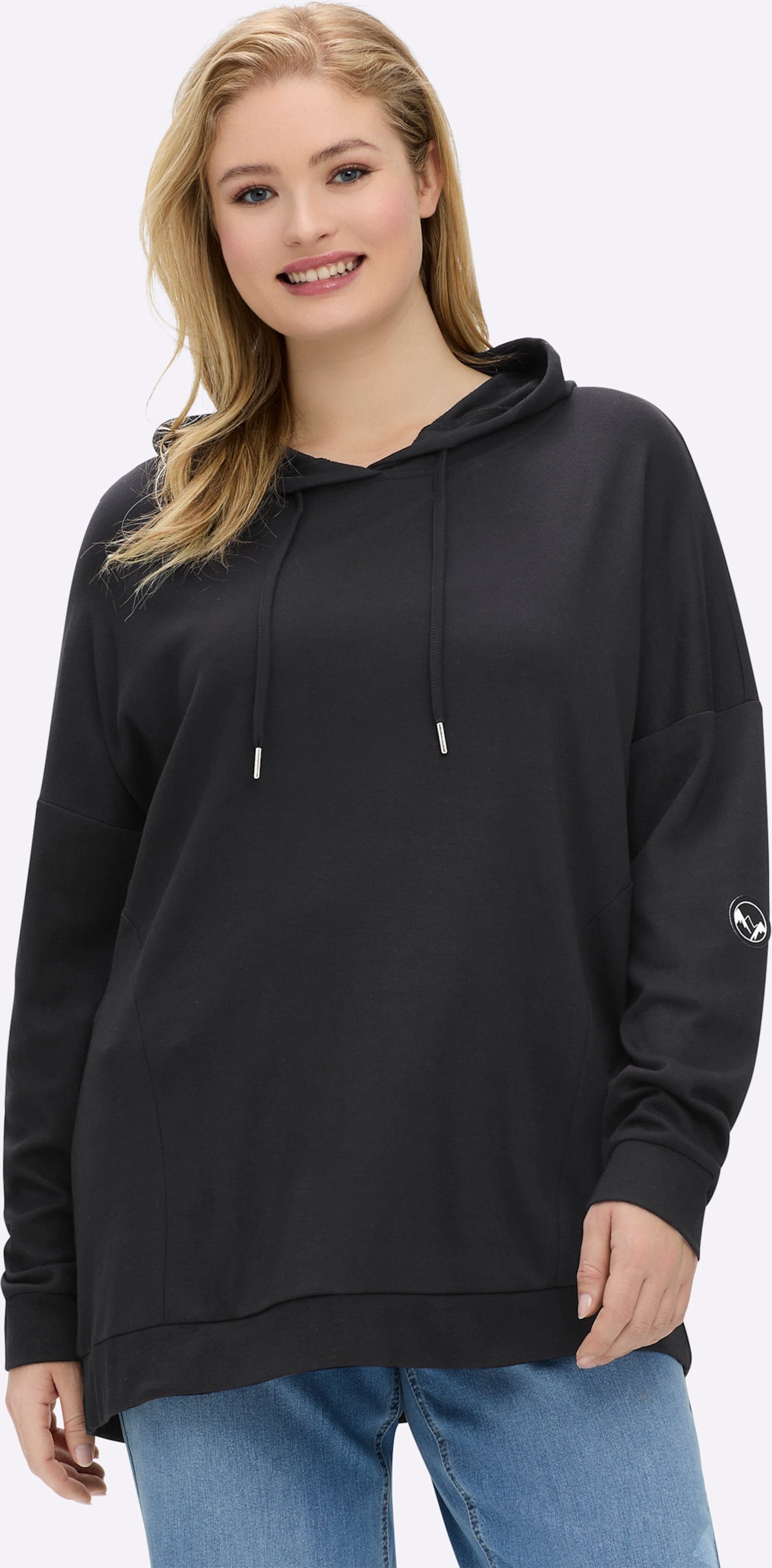 Sheego Kapuzensweatshirt mit Rippbündchen