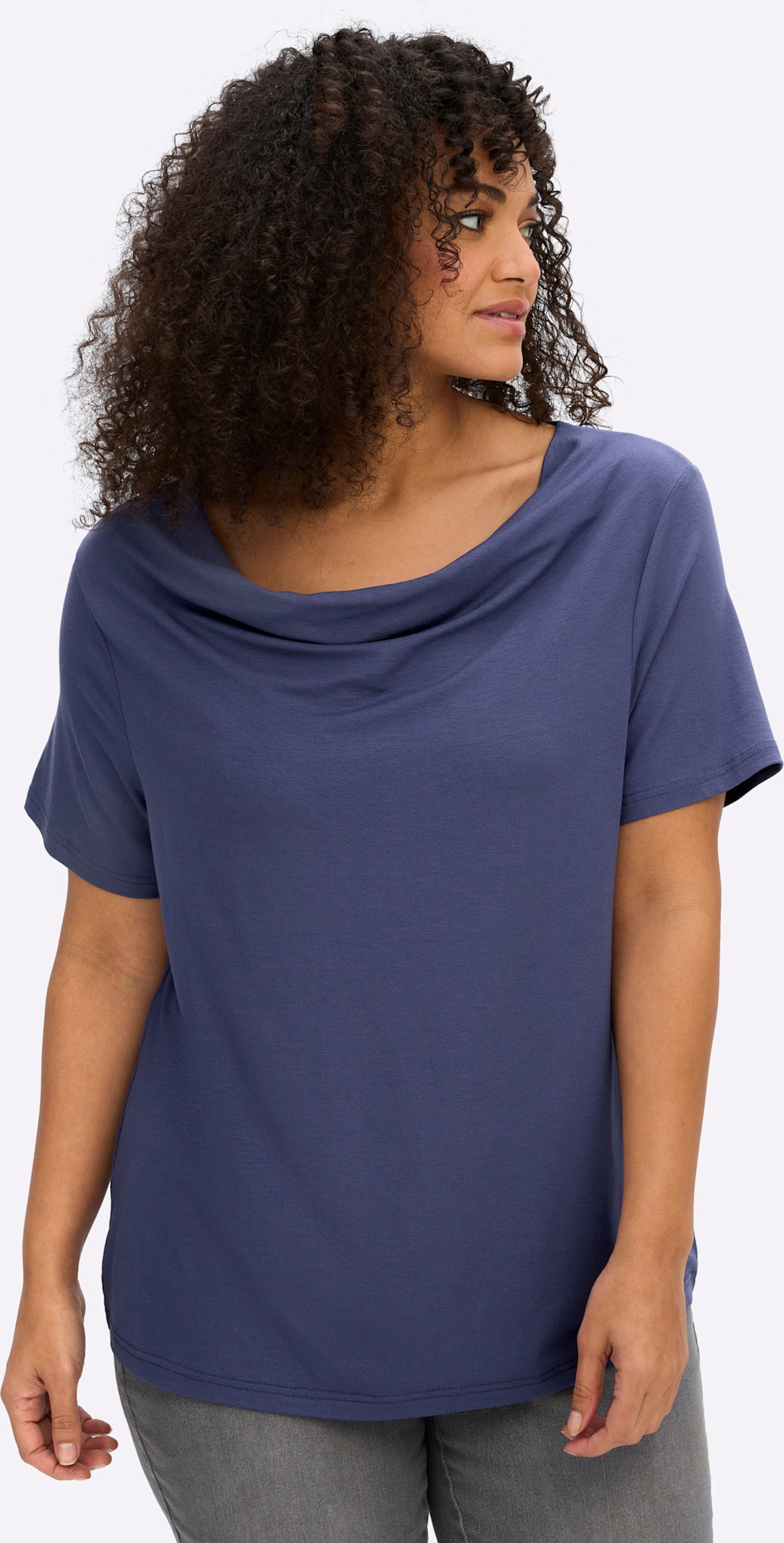 Sheego Wasserfallshirt mit kurzen Ärmeln