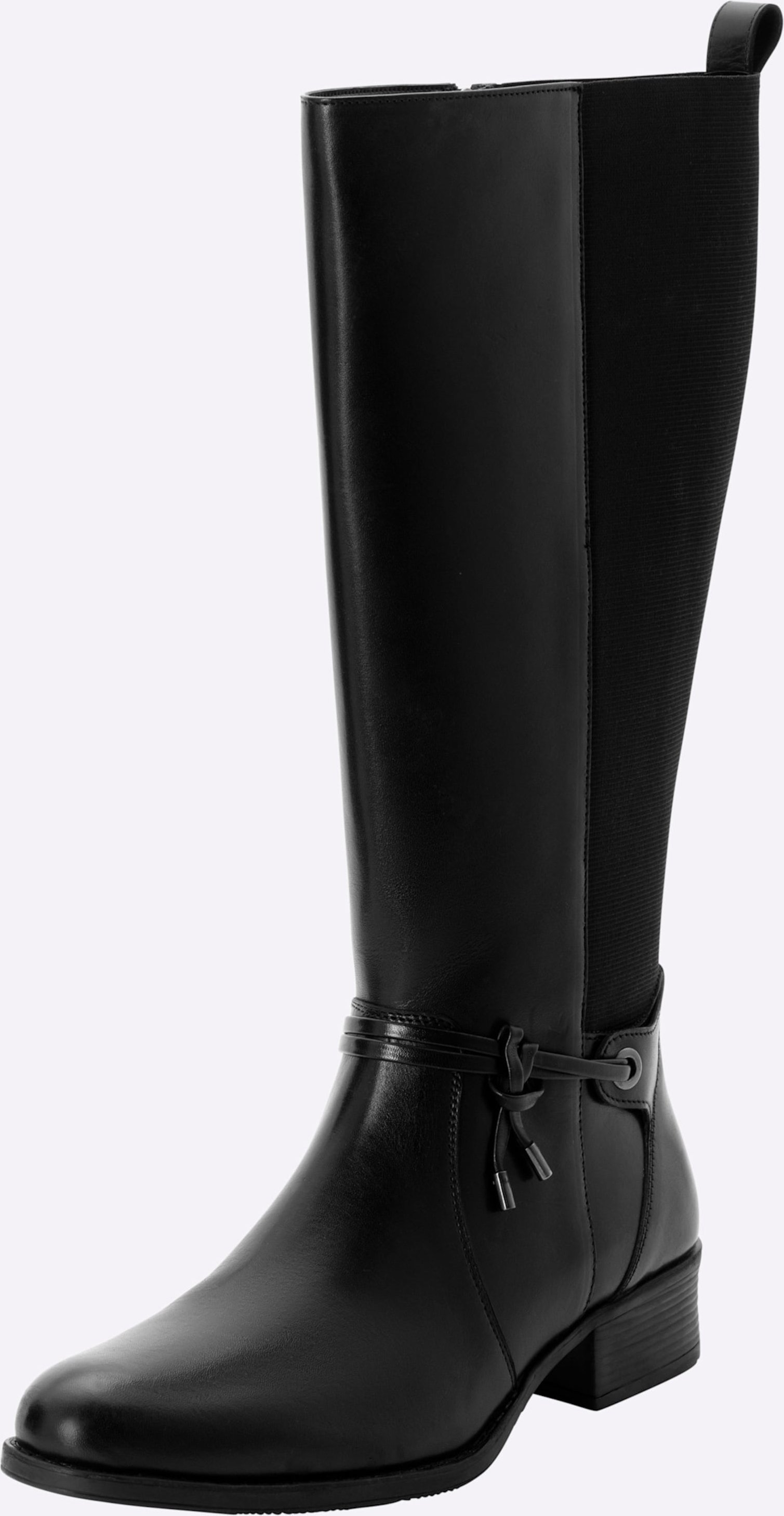 Sheego Weitschaftstiefel aus Leder, mit Zierband