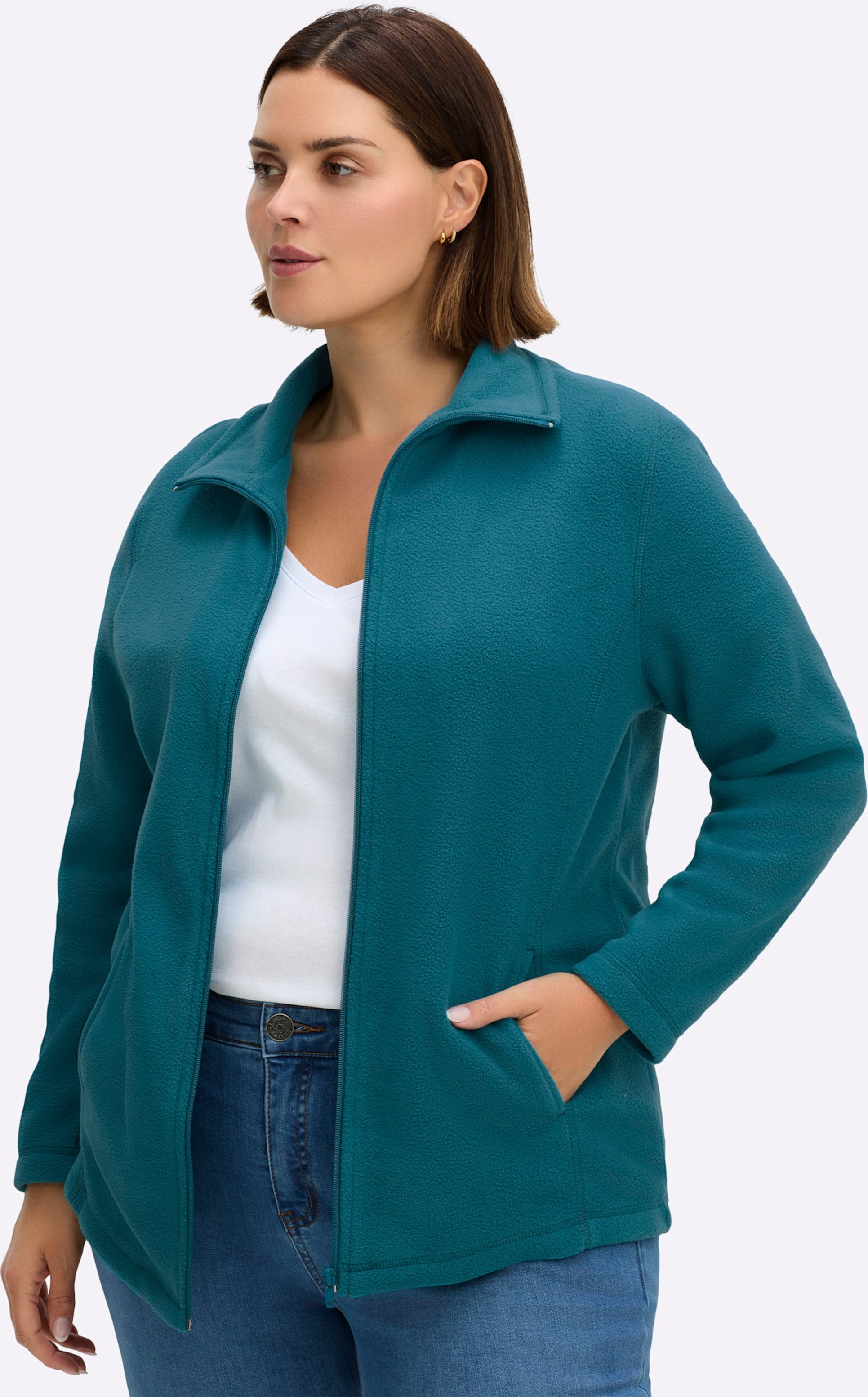 Sheego Fleecejacke mit zwei Taschen