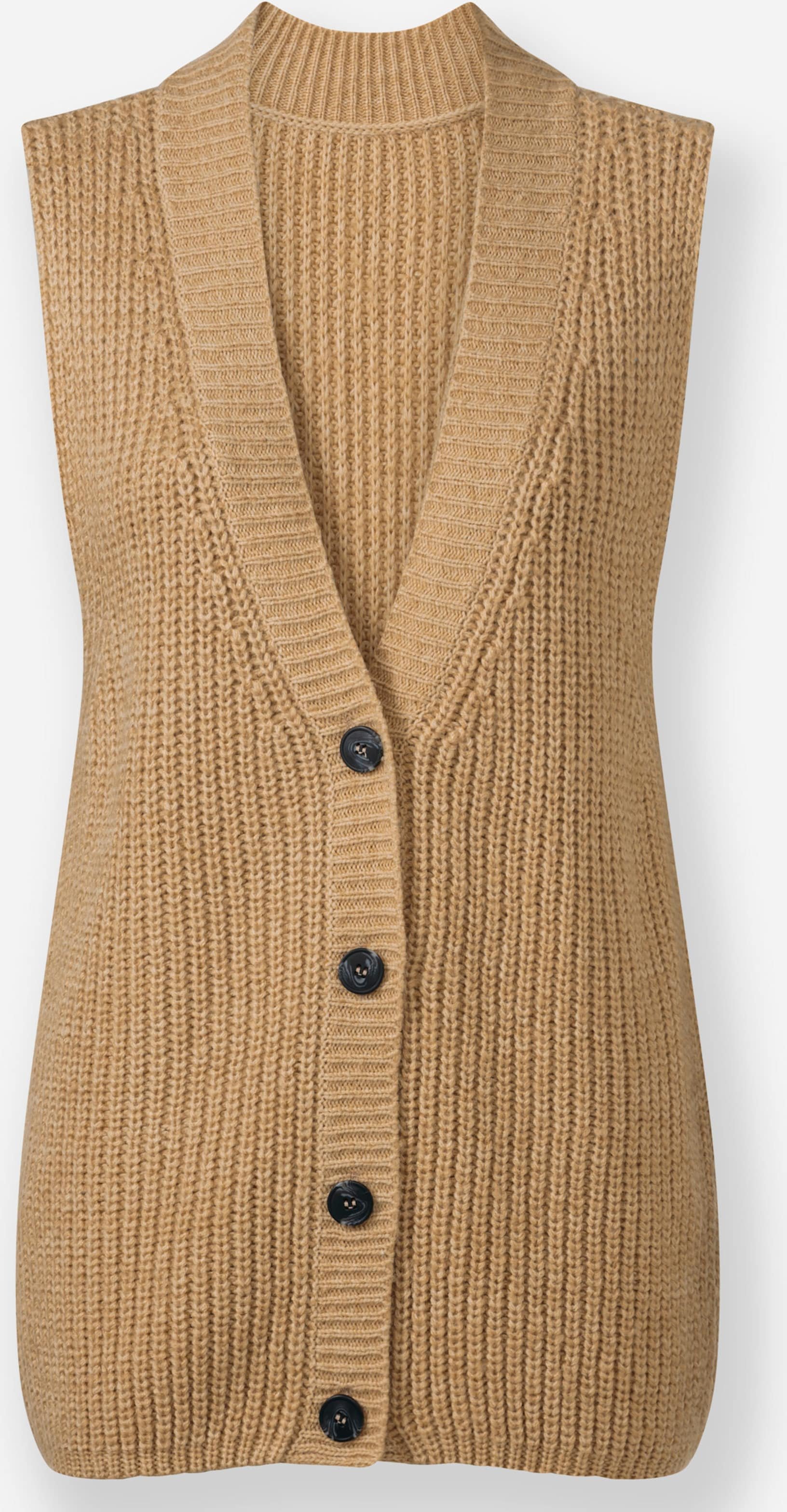 Sheego Strickweste mit Knöpfen in Holzoptik