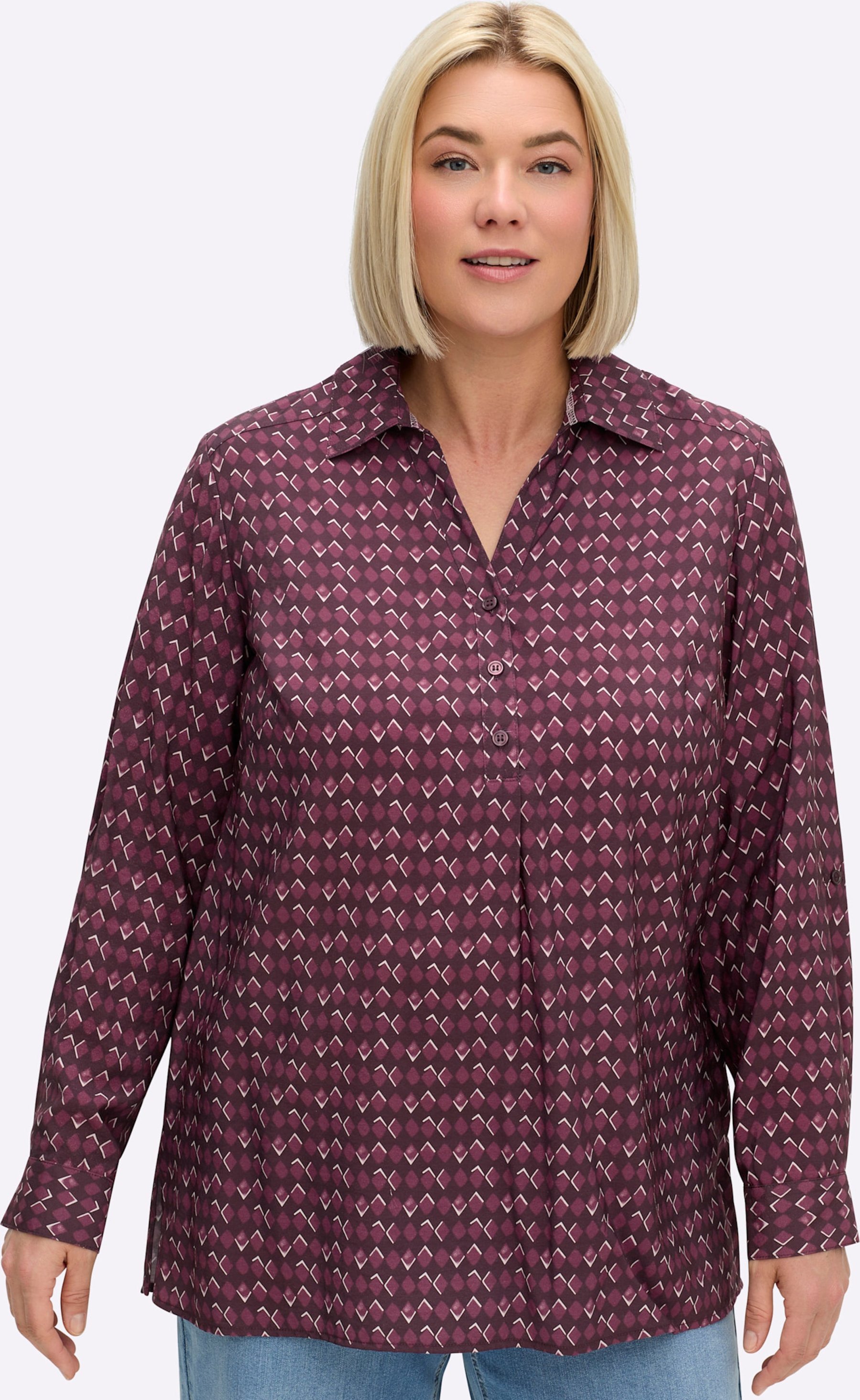 Sheego Tunika mit Alloverdruck und Krempelfunktion