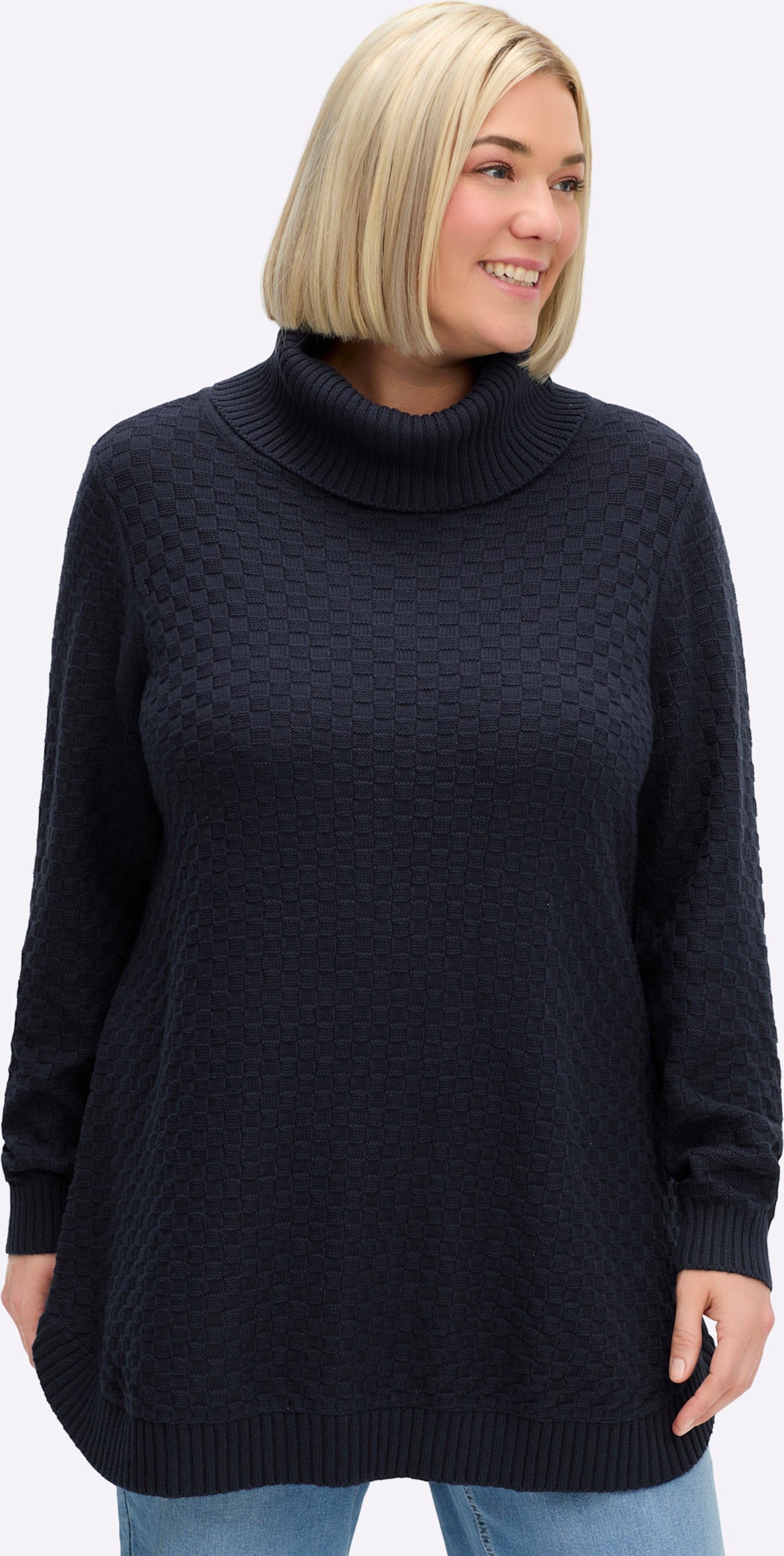 Sheego Pullover in A-Form, mit Rippbündchen
