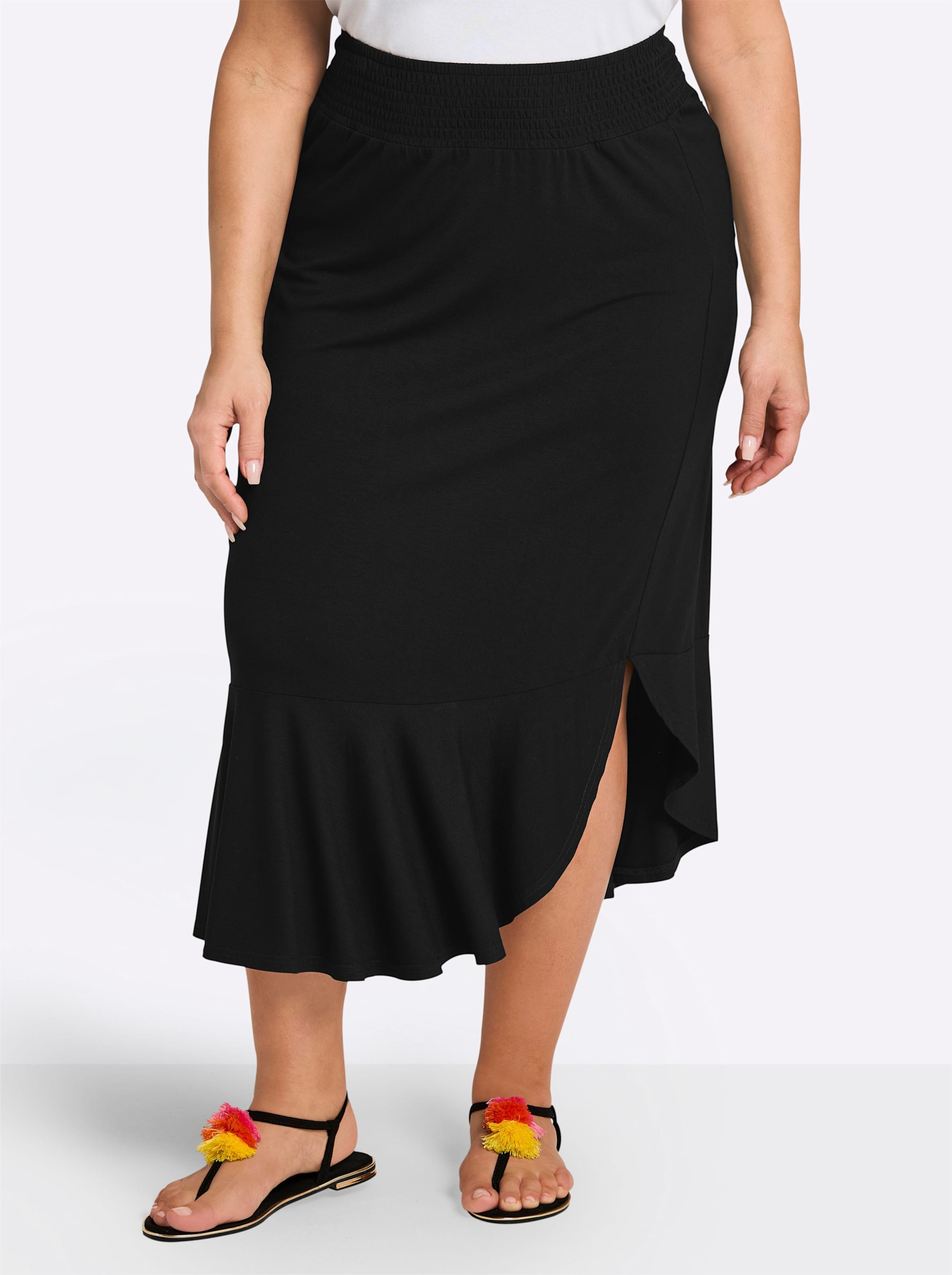 Sheego Schlupfrock mit asymmetrischem Saum