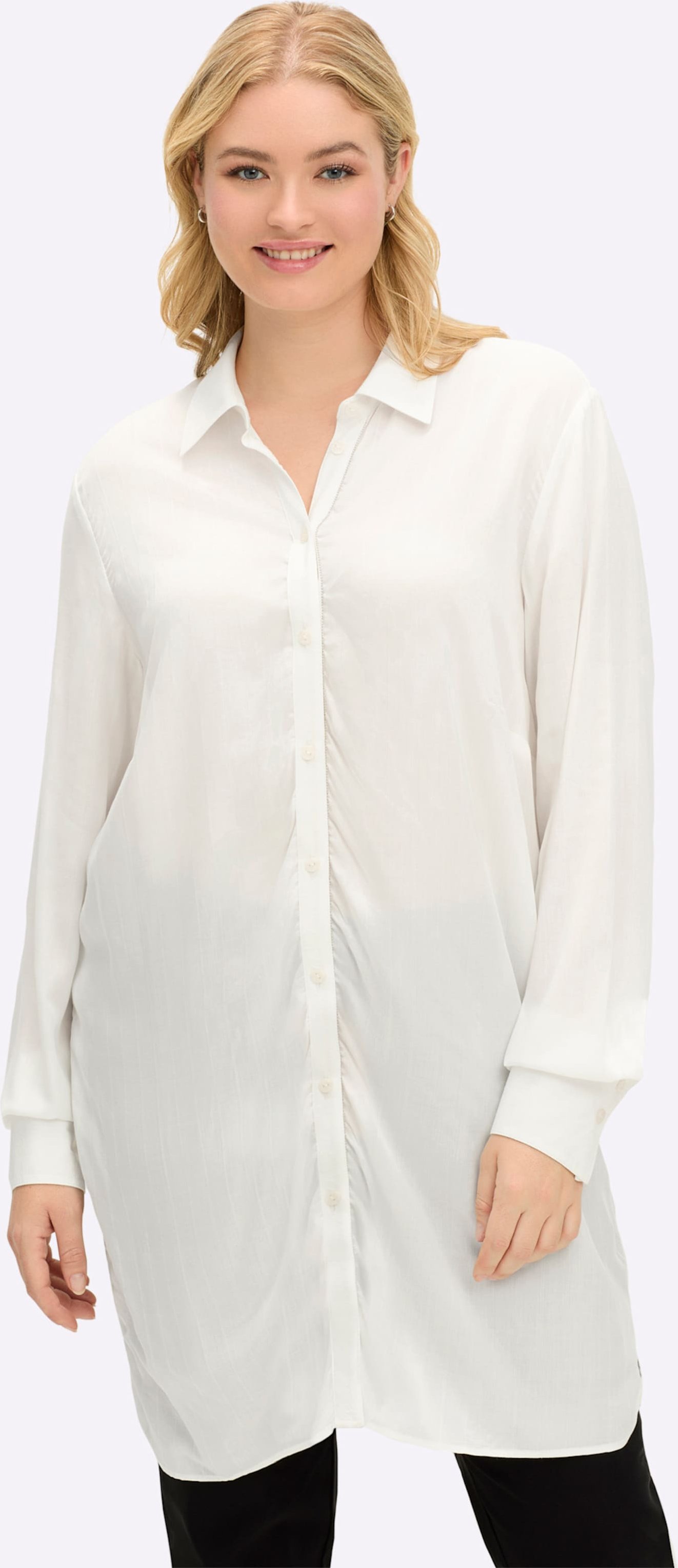 Sheego Hemdbluse mit Streifen und Glanzgarn-Tape