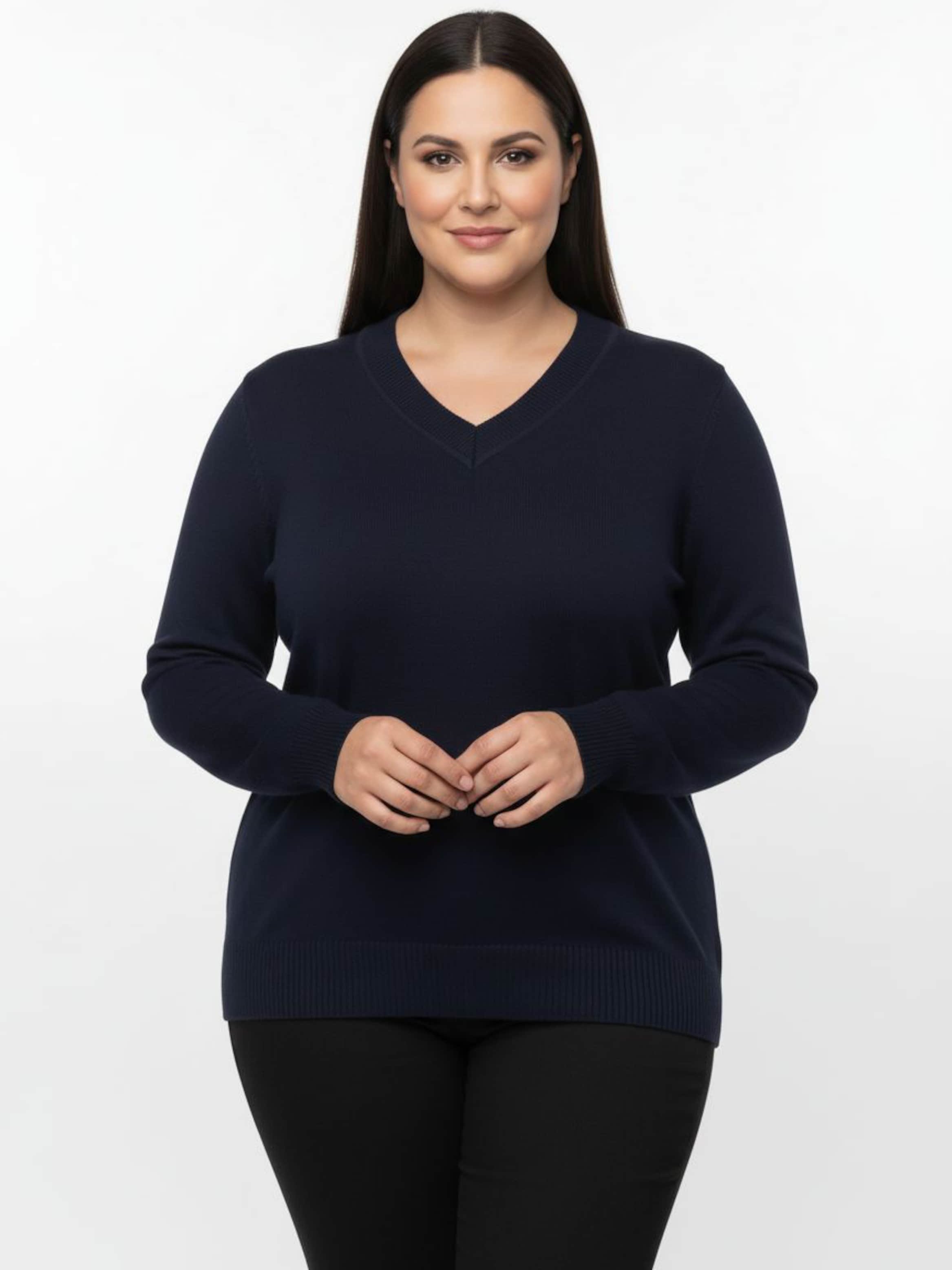 Sheego V-Ausschnitt-Pullover aus Feinstrick