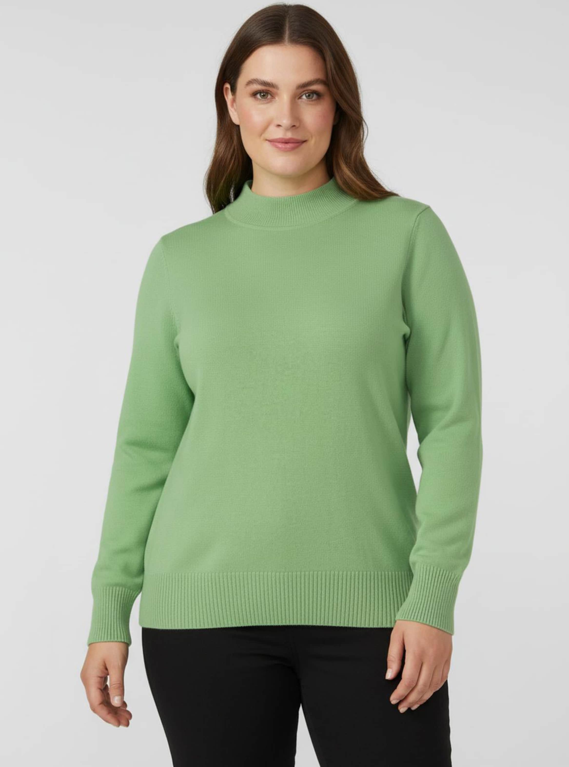 Sheego Stehkragenpullover mit Ripp-Abschlüssen