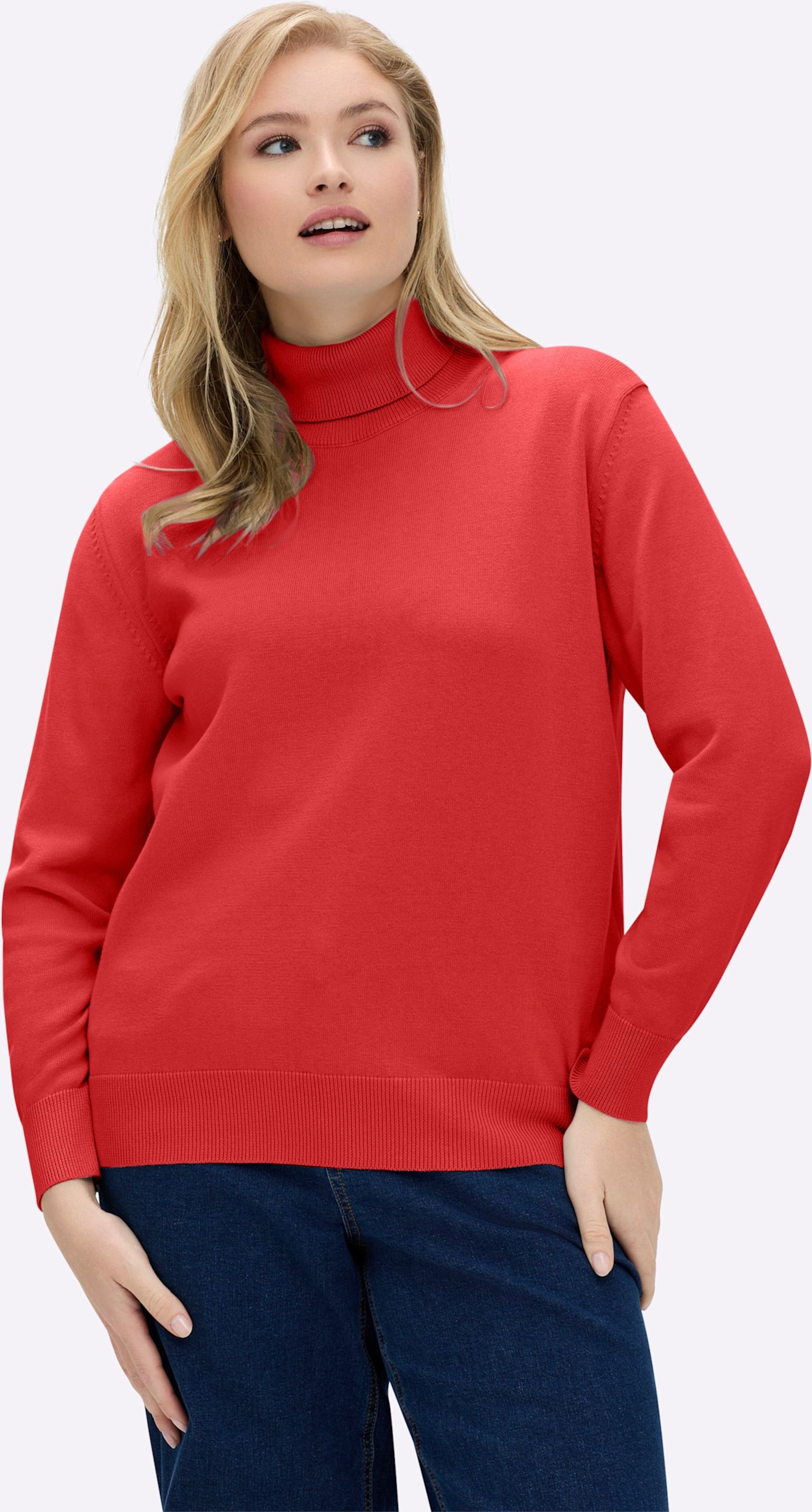Sheego Rollkragenpullover aus reiner Baumwolle