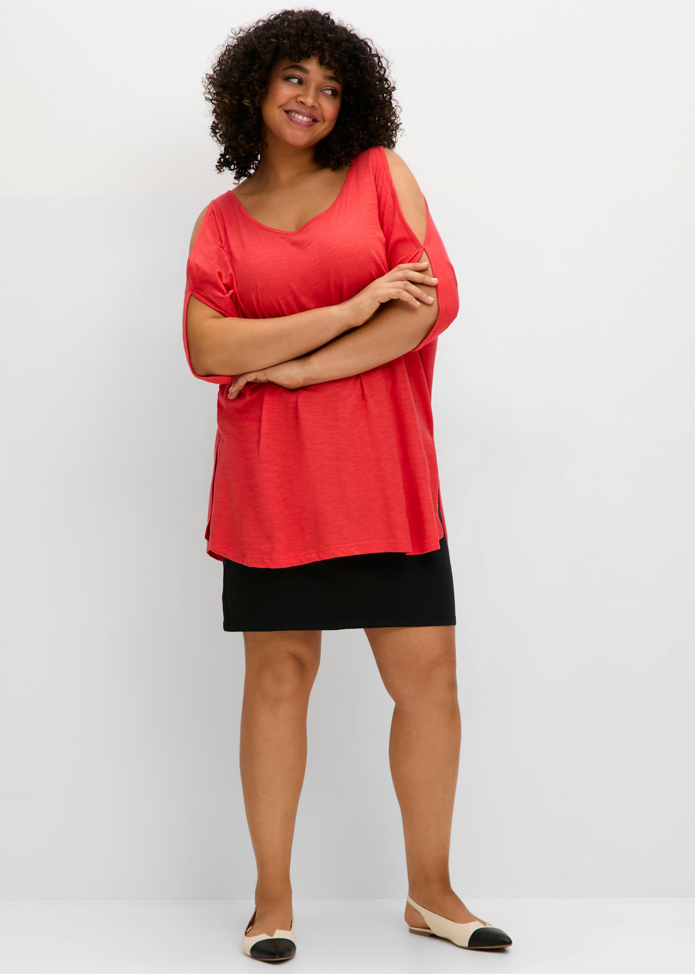 Sheego Fledermausshirt mit geschlitzten Ärmeln