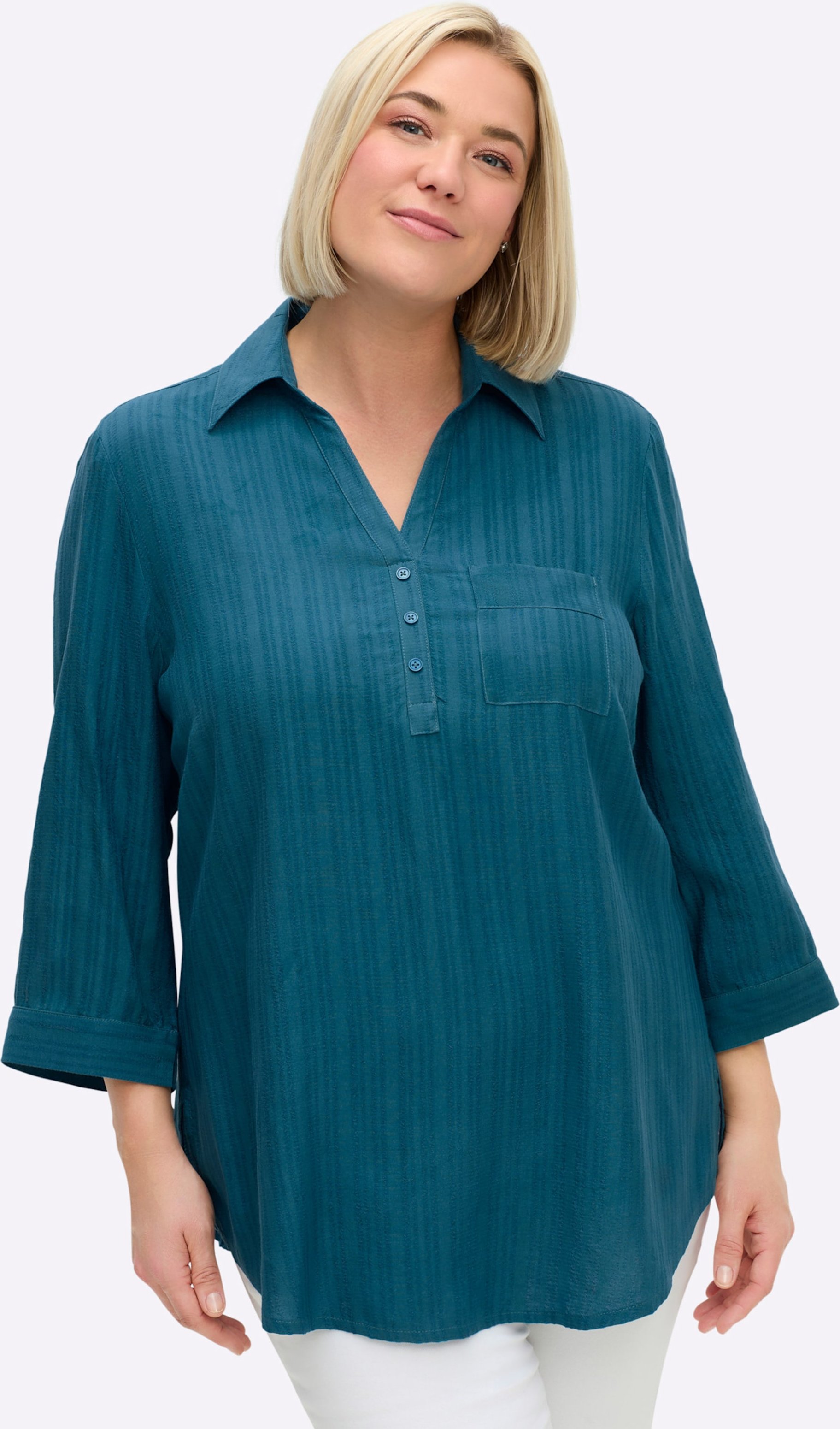 Sheego Tunika mit 3/4-Arm und Brusttasche