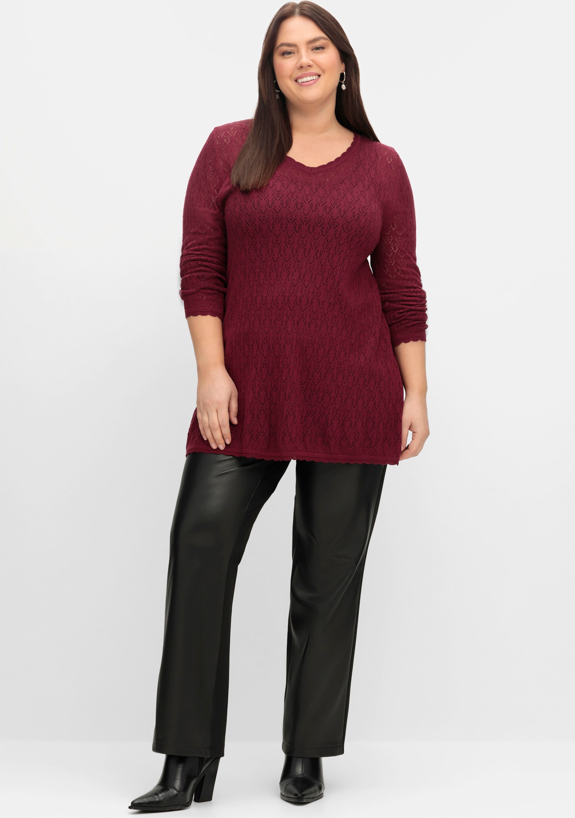 Sheego Ajourpullover in leichter A-Linie