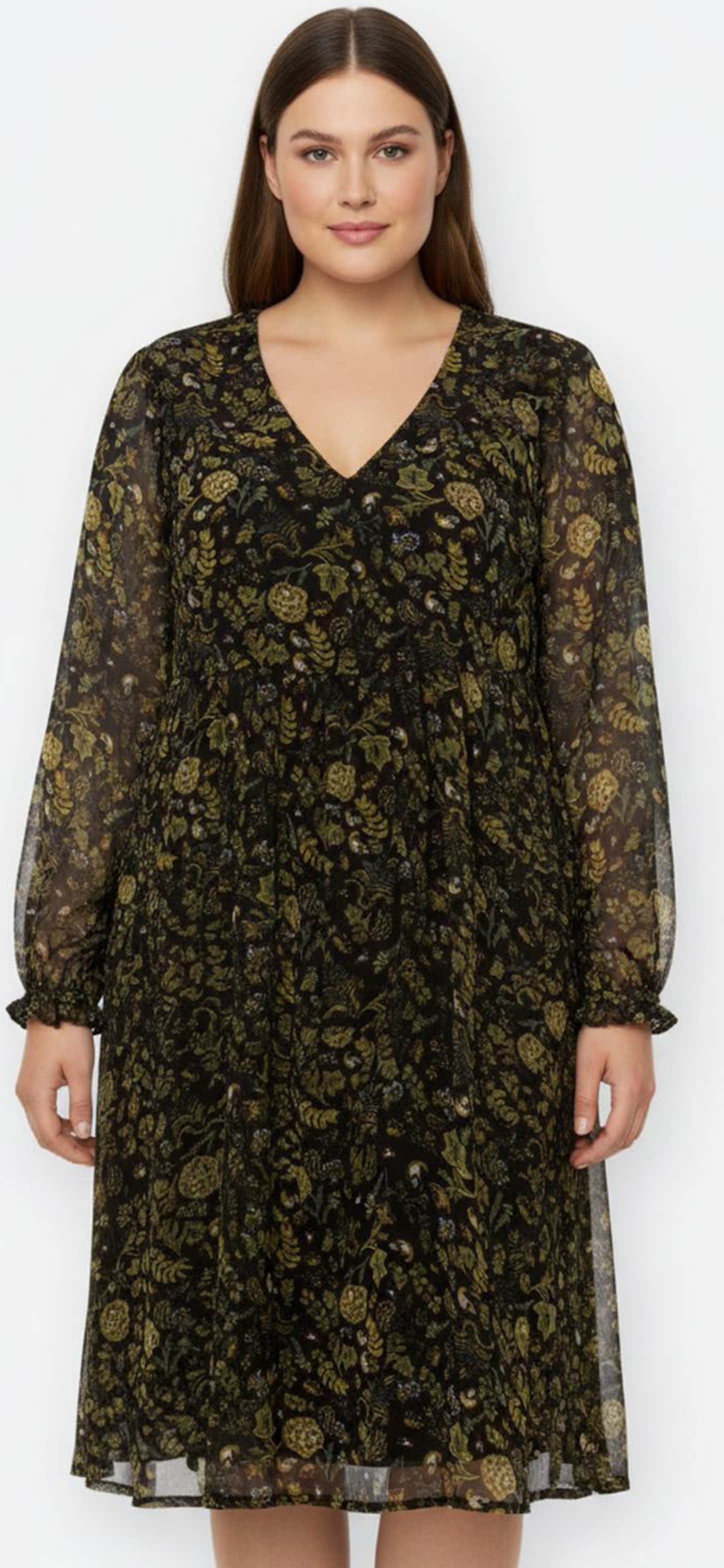 Sheego A-Linien-Kleid mit Raffungen vorne