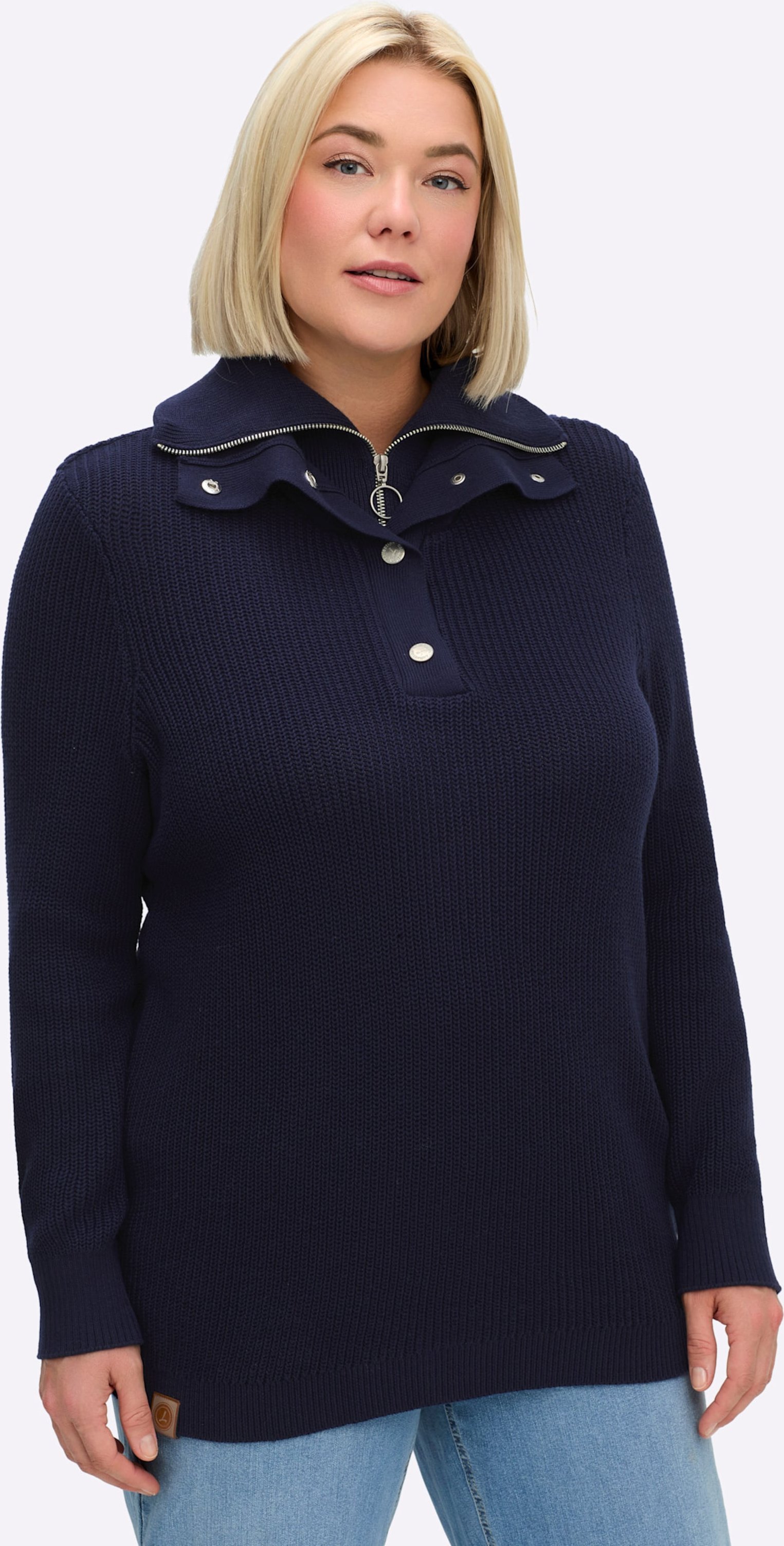 Thumbnail - Sheego Strickpullover mit Troyerkragen