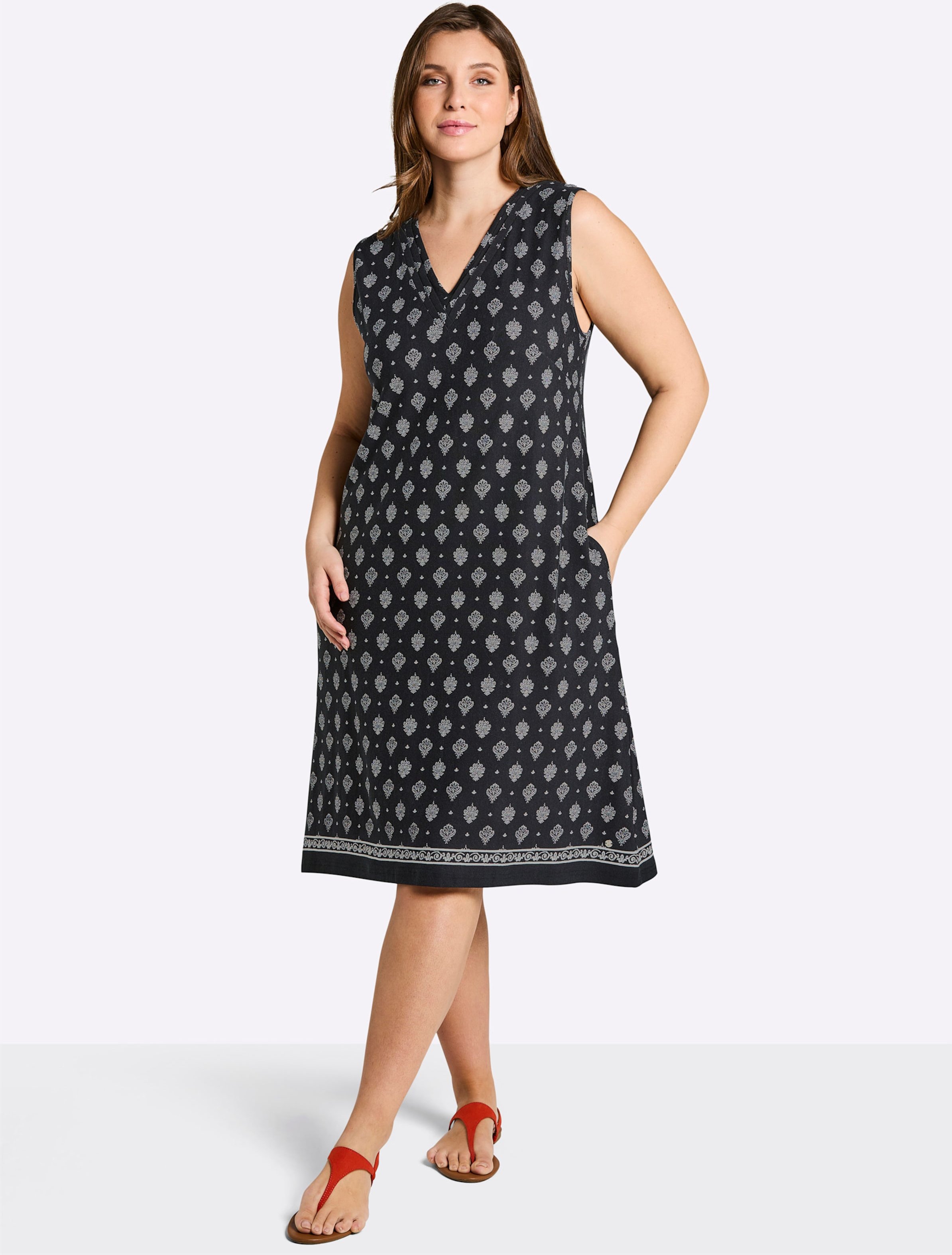 Sheego Jerseykleid mit Ornamentprint, in A-Linie