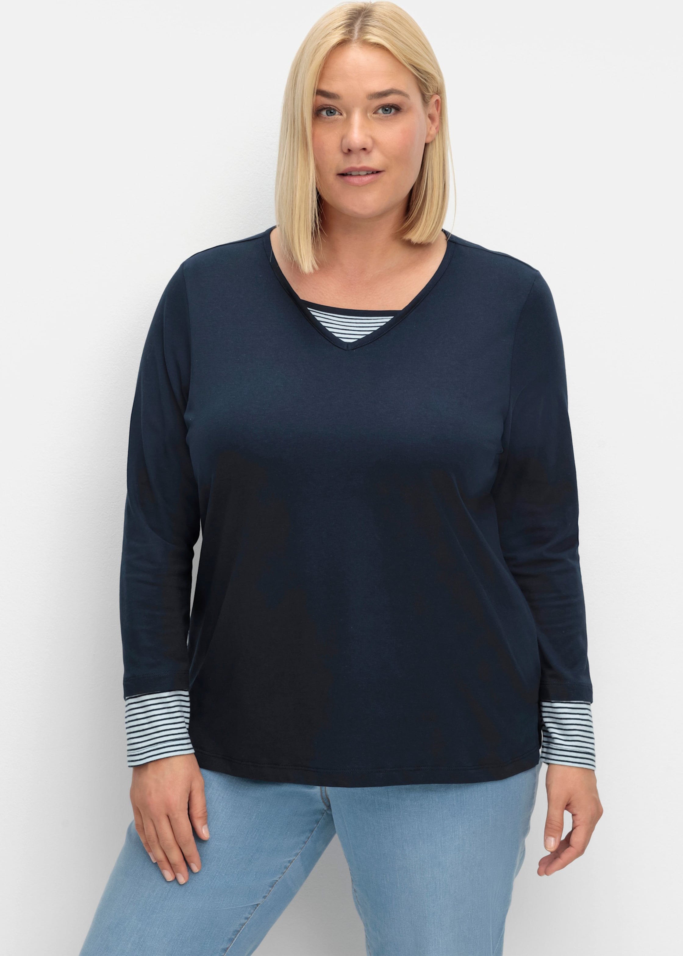 Thumbnail - Sheego Langarmshirt mit garngefärbten Streifen