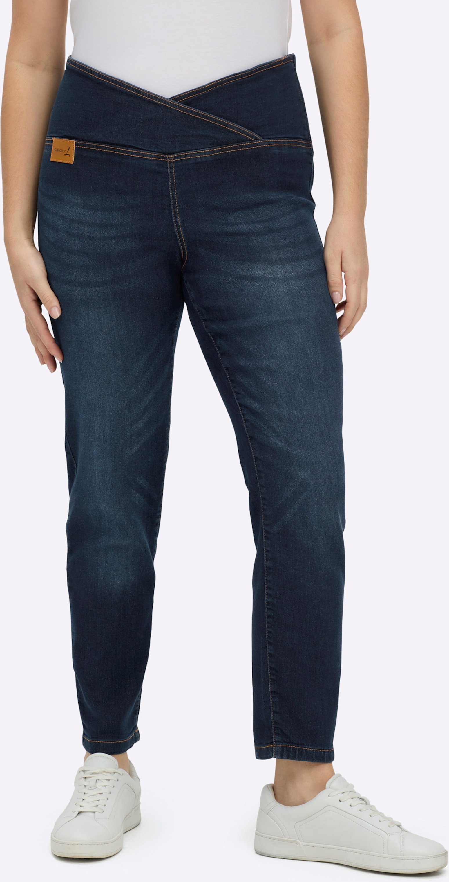 Sheego Stretch-Jeans mit überlappendem Bund