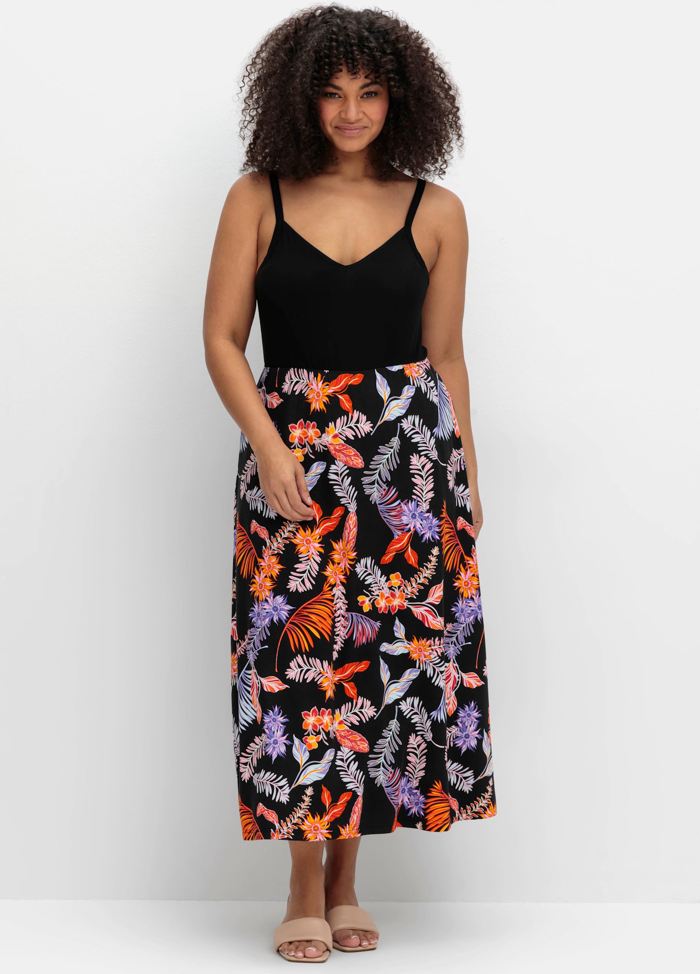 Sheego Sommerkleid mit Blumenprint, in Midilänge