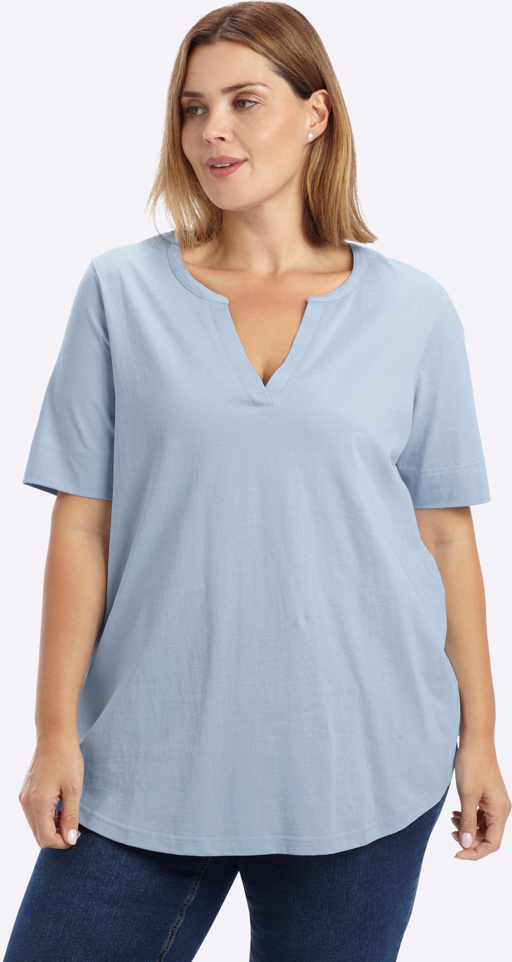 Thumbnail - Sheego T-Shirt mit offenem V-Schlitz