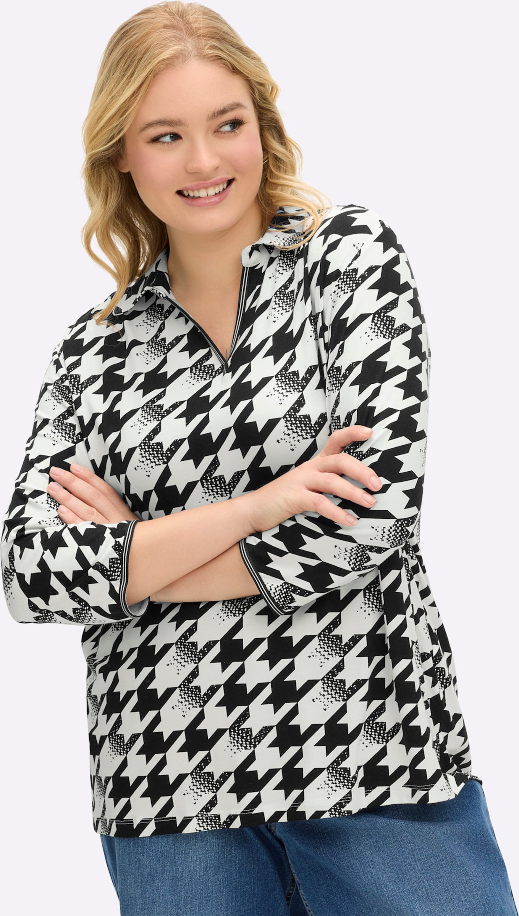 Sheego Poloshirt mit 3/4-Ärmeln