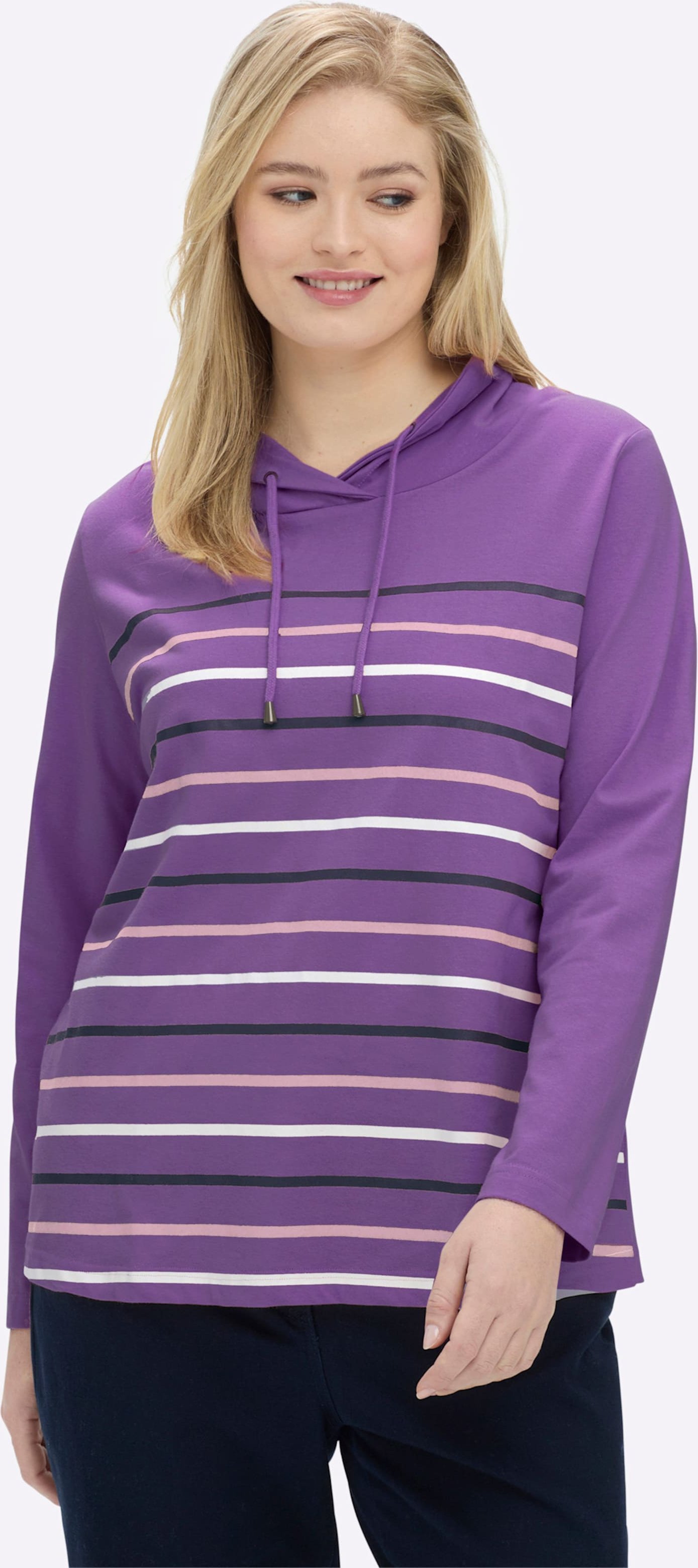 Sheego Stehkragenshirt mit Tunnelzug