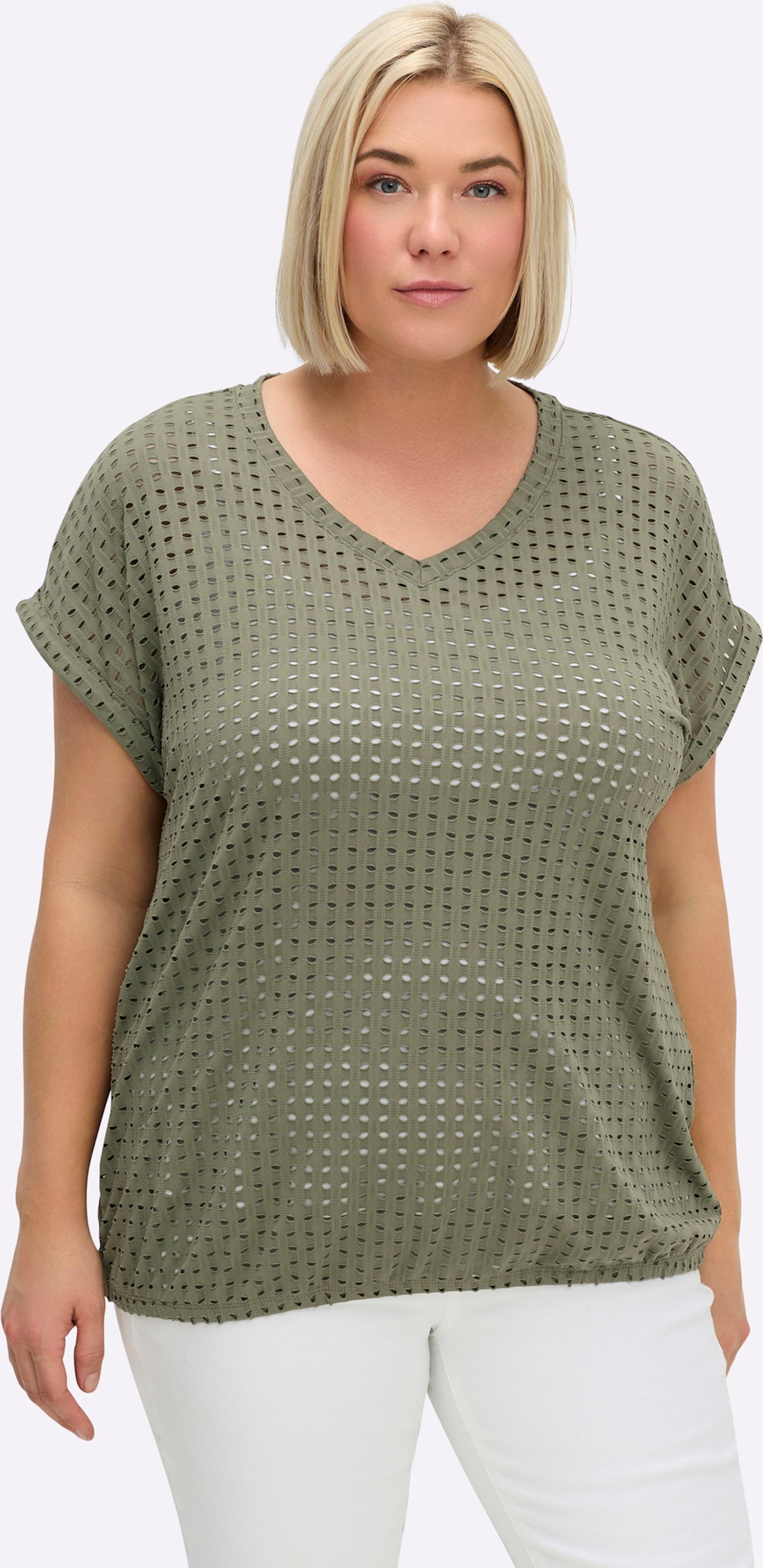 Sheego Kurzarmshirt mit Lochmuster