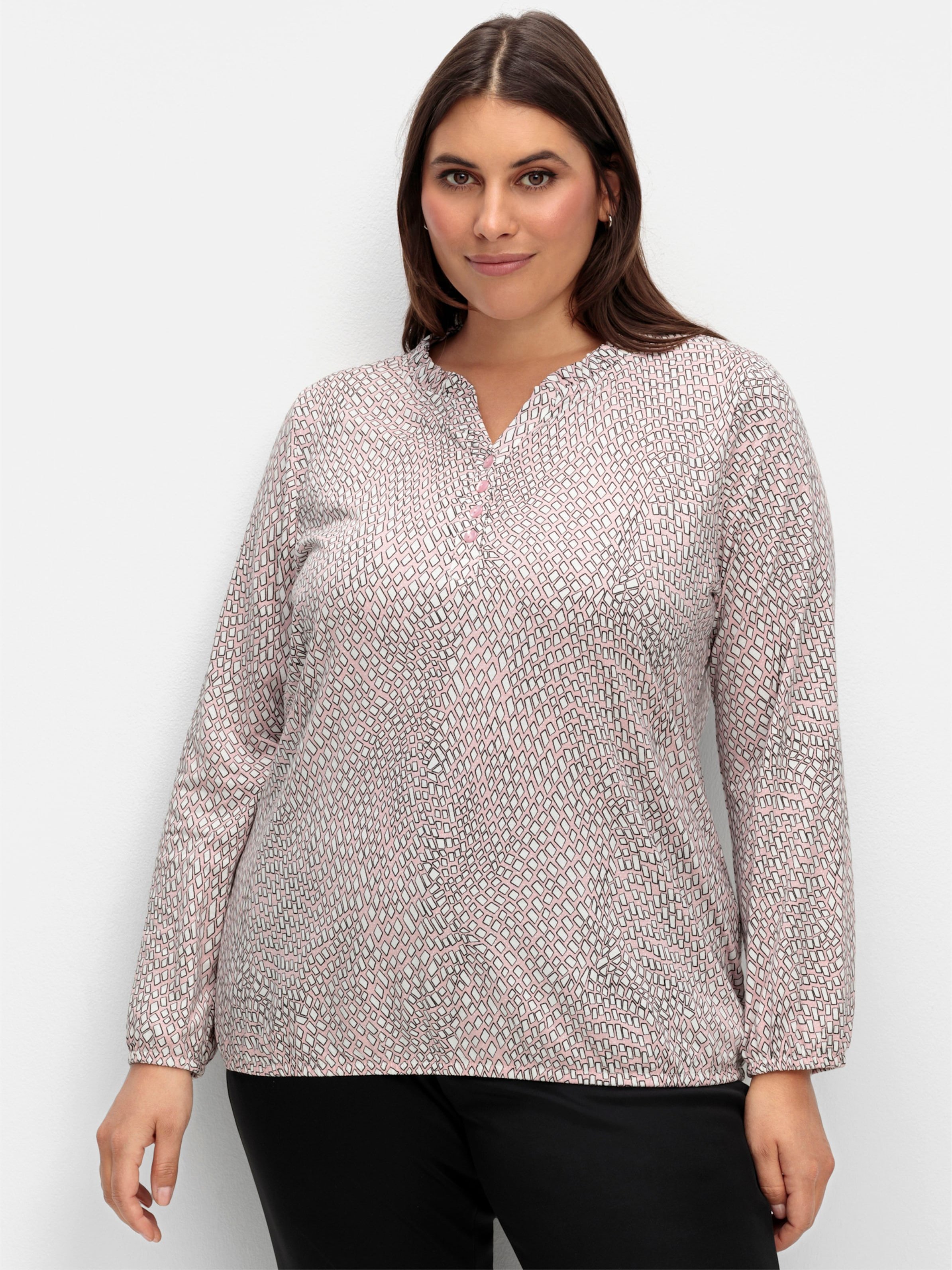 Sheego Langarmshirt im Material-Mix