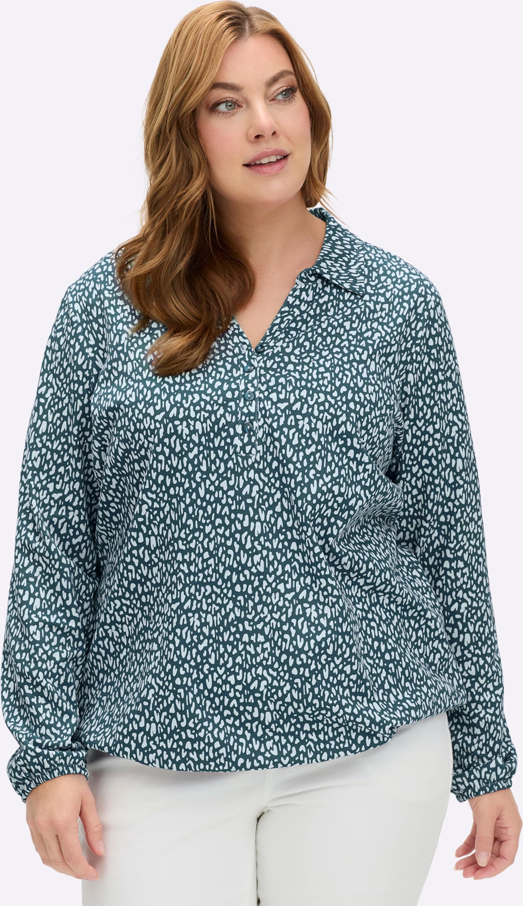 Thumbnail - Sheego Langarmshirt mit Gummibündchen, bedruckt