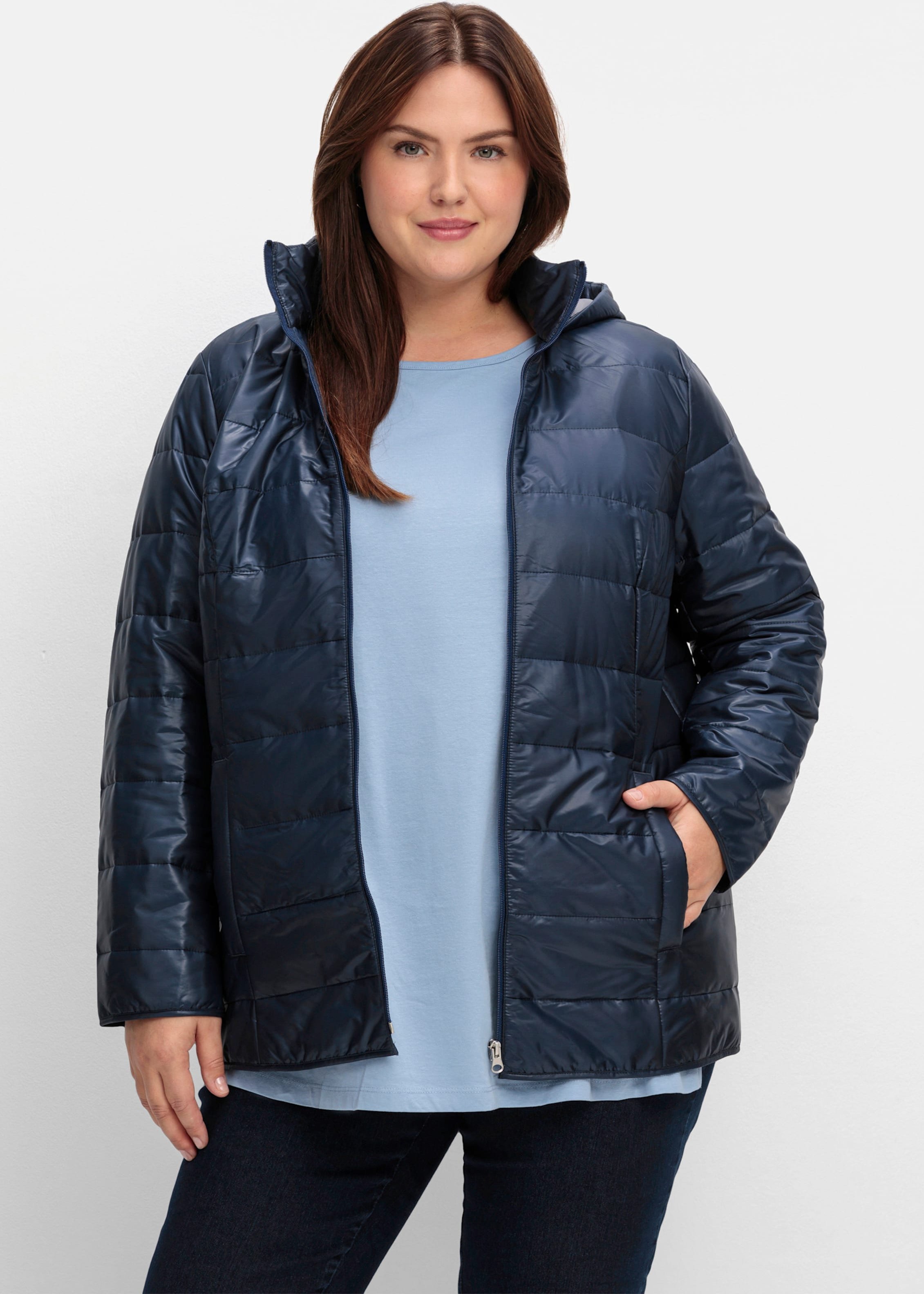 Sheego Steppjacke mit Kapuze, wärmend