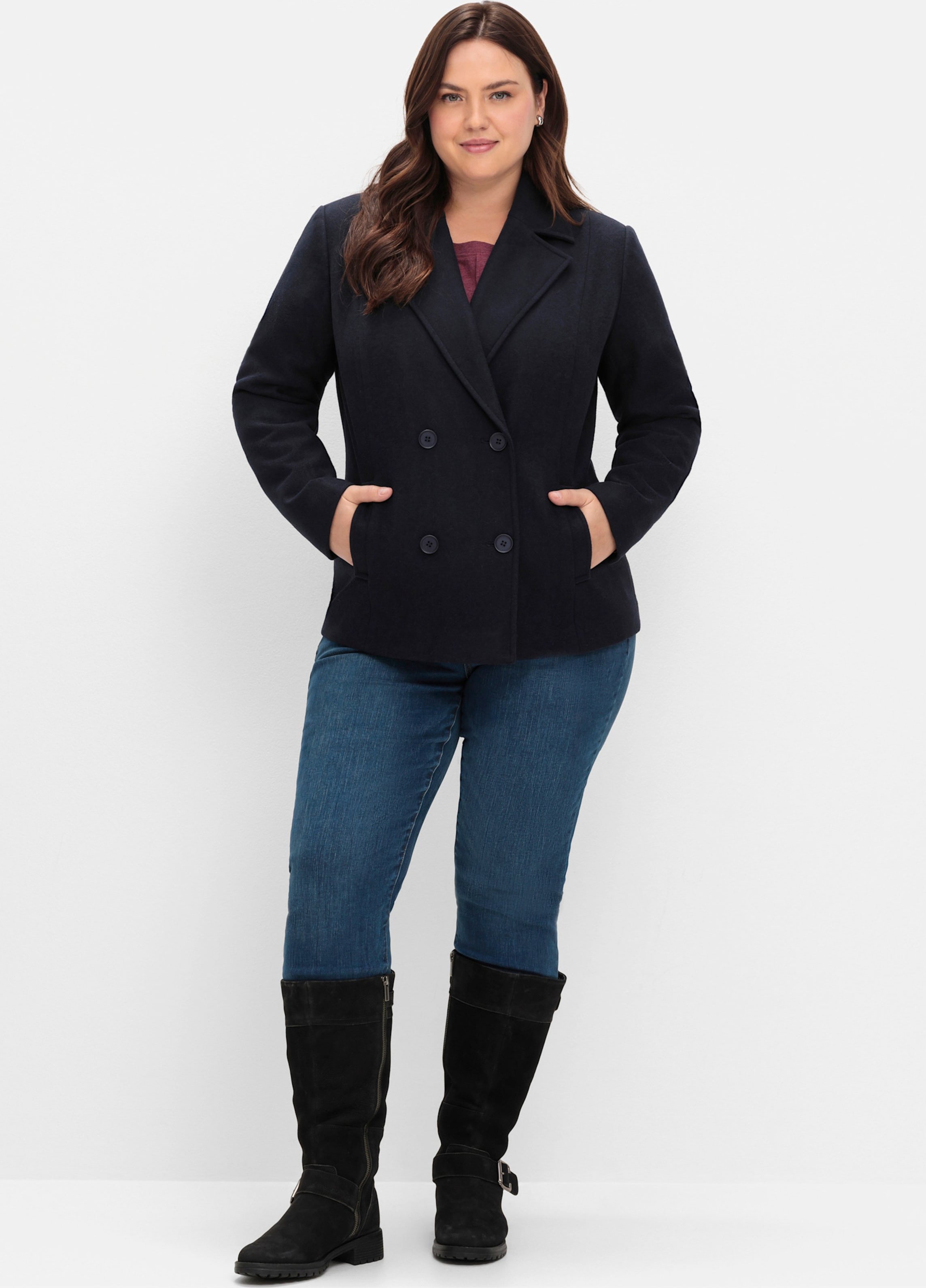 Sheego Kurzjacke mit zweireihiger Knopfleiste