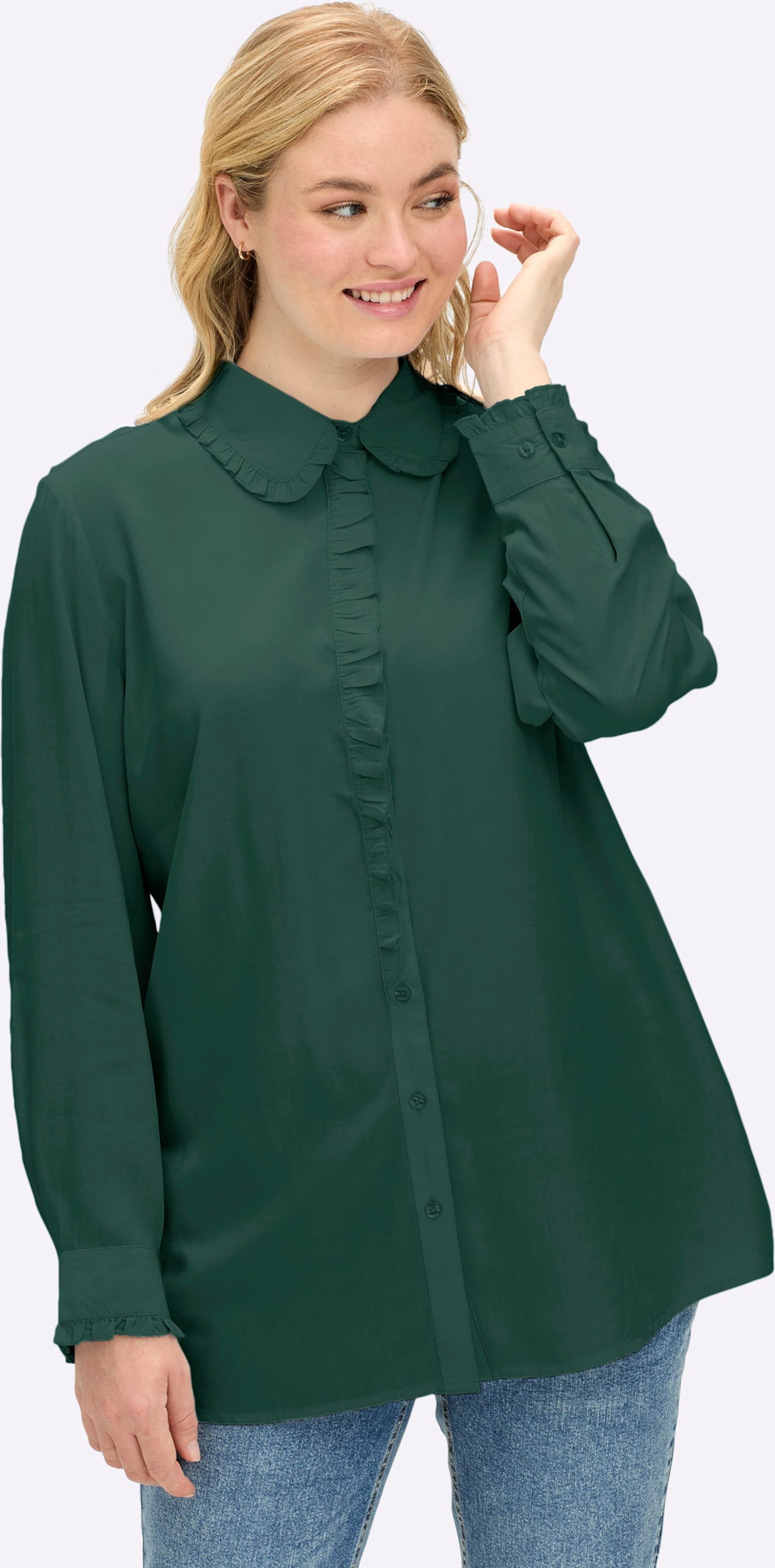 Sheego Hemdbluse mit gerüschter Knopfleiste