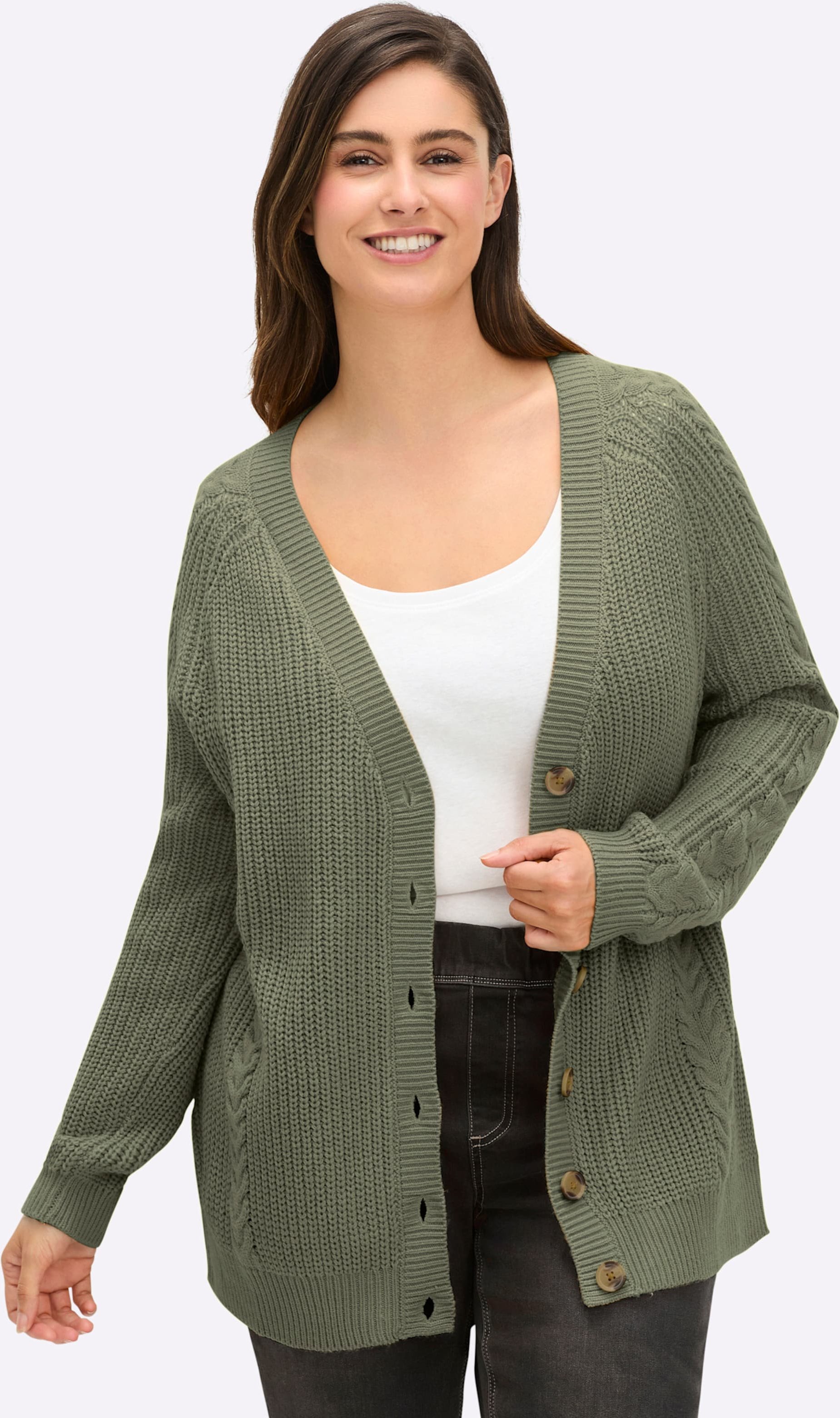 Sheego Strickjacke mit Zopfmuster