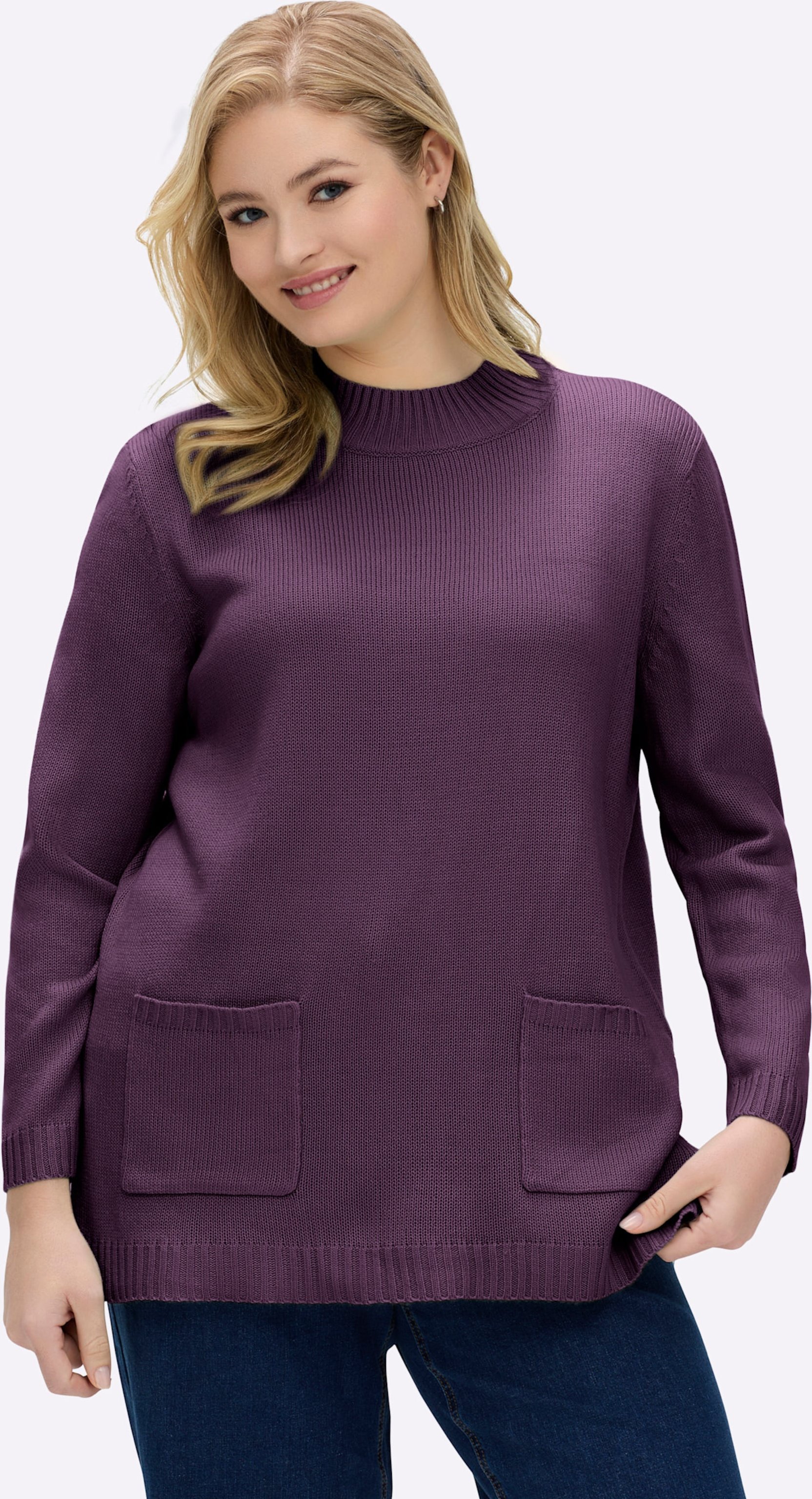 Thumbnail - Sheego Longpullover mit Stehkragen