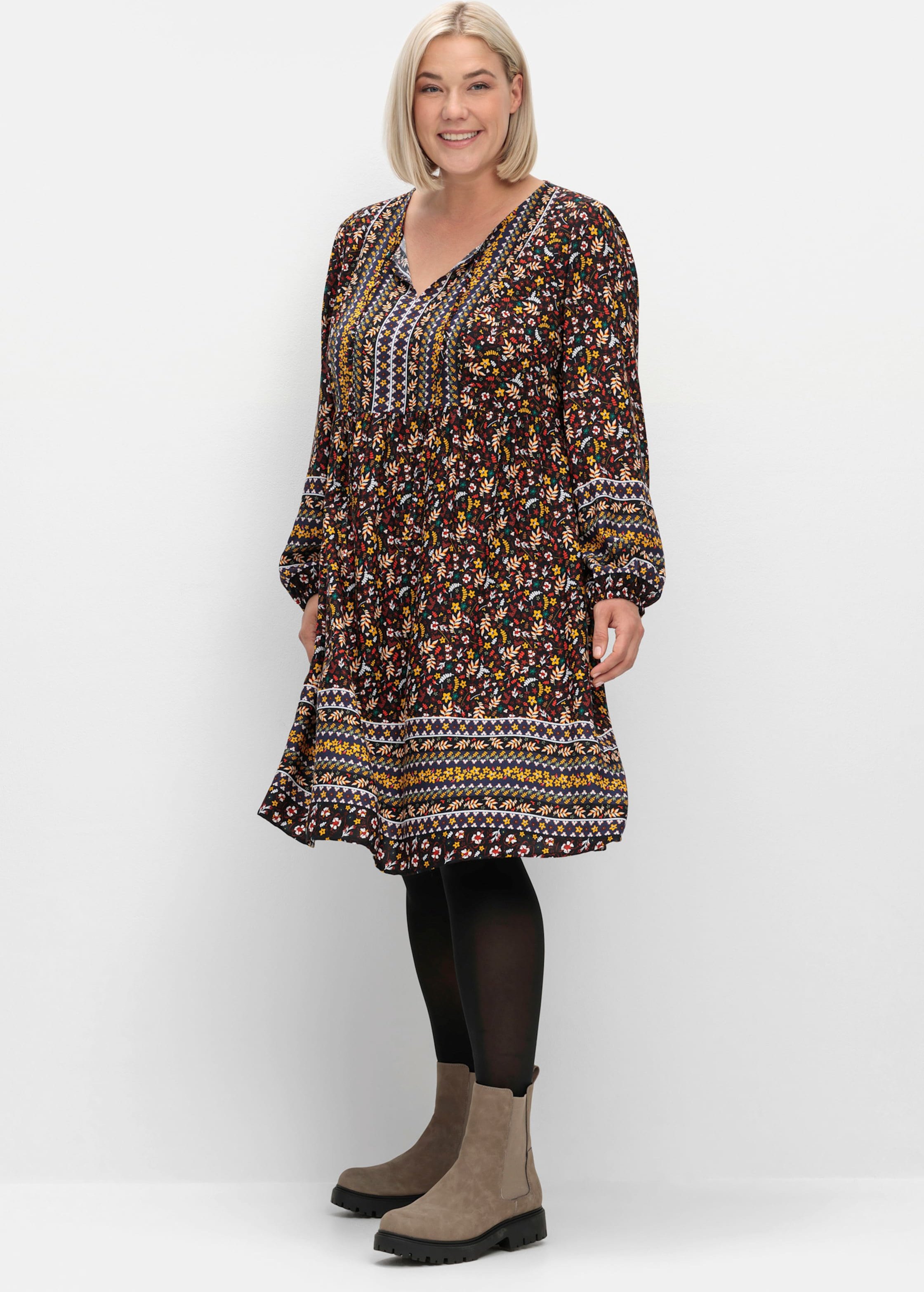 Sheego Druckkleid mit Bordüren-Dessin