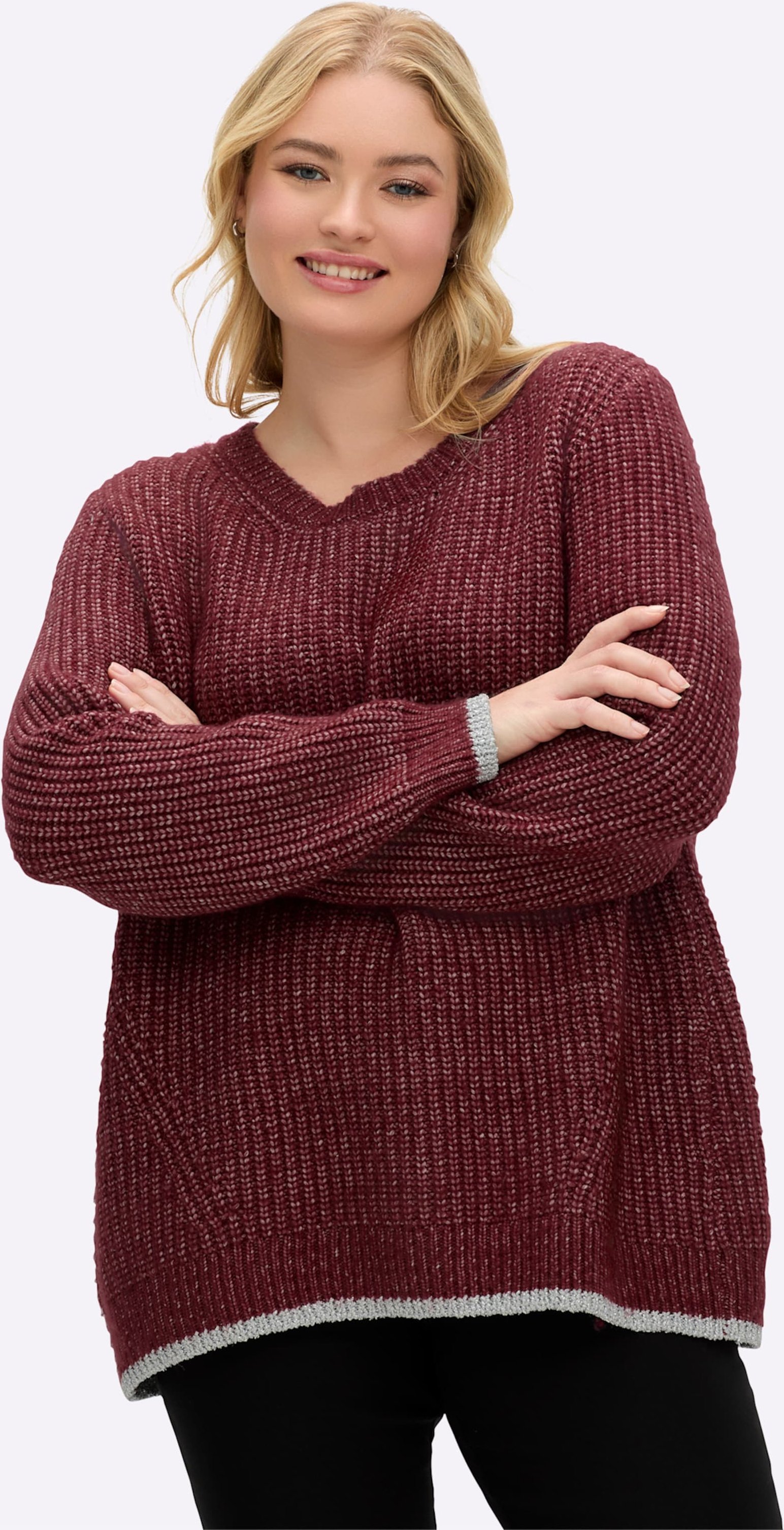 Sheego Pullover im Rippstrick