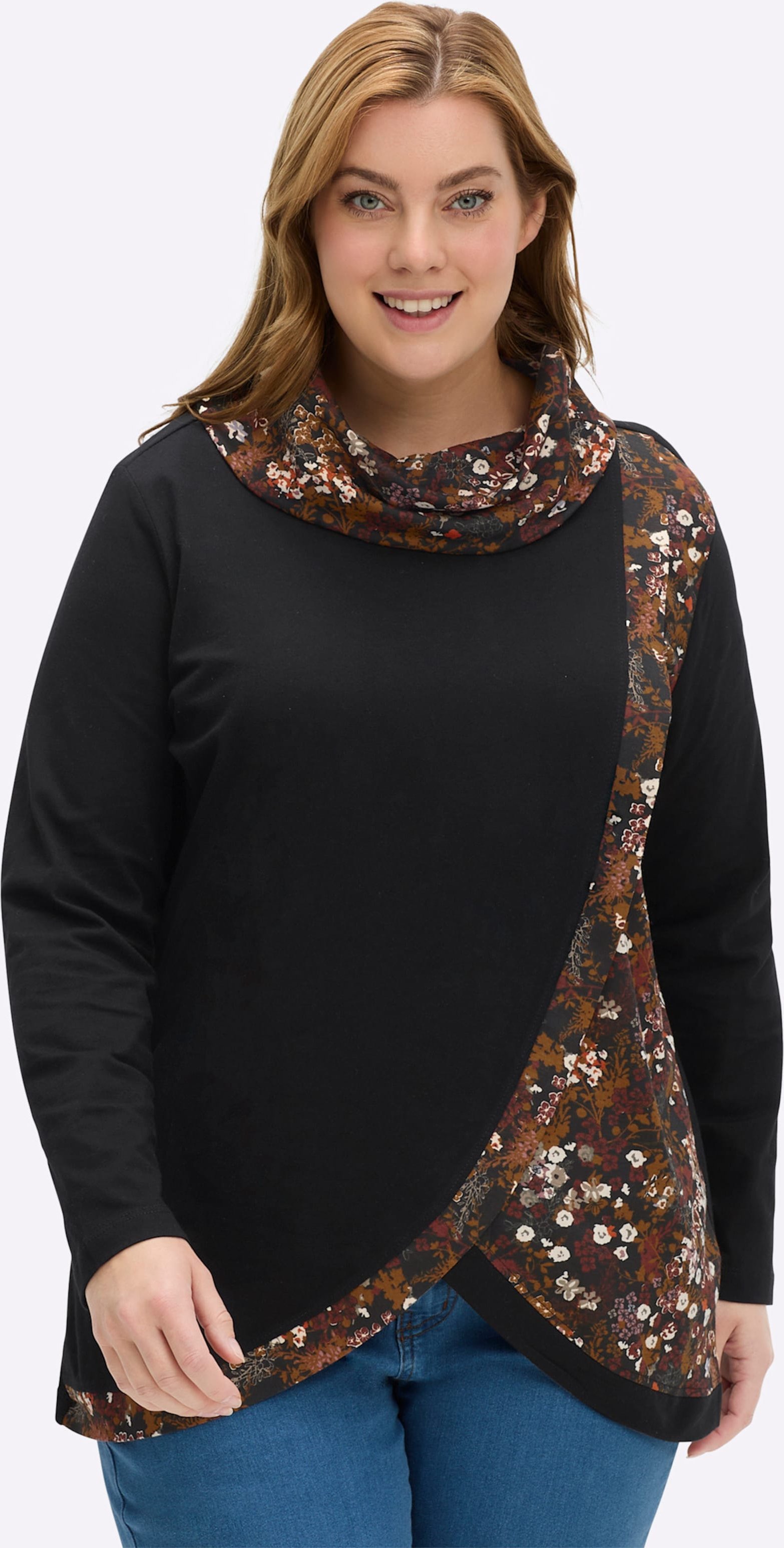 Sheego Longshirt in überlappender Optik