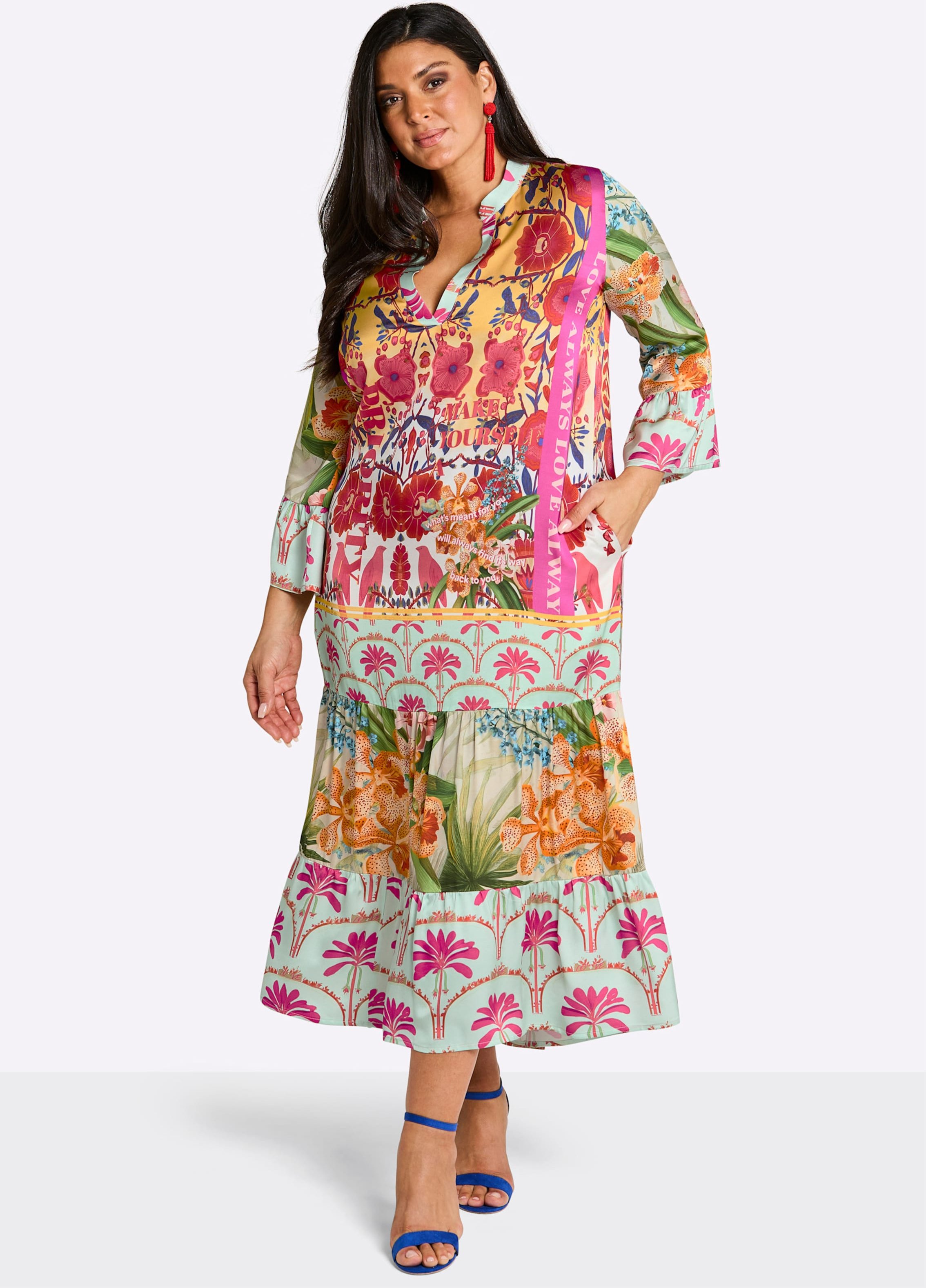 Sheego Maxikleid mit Volantstufen