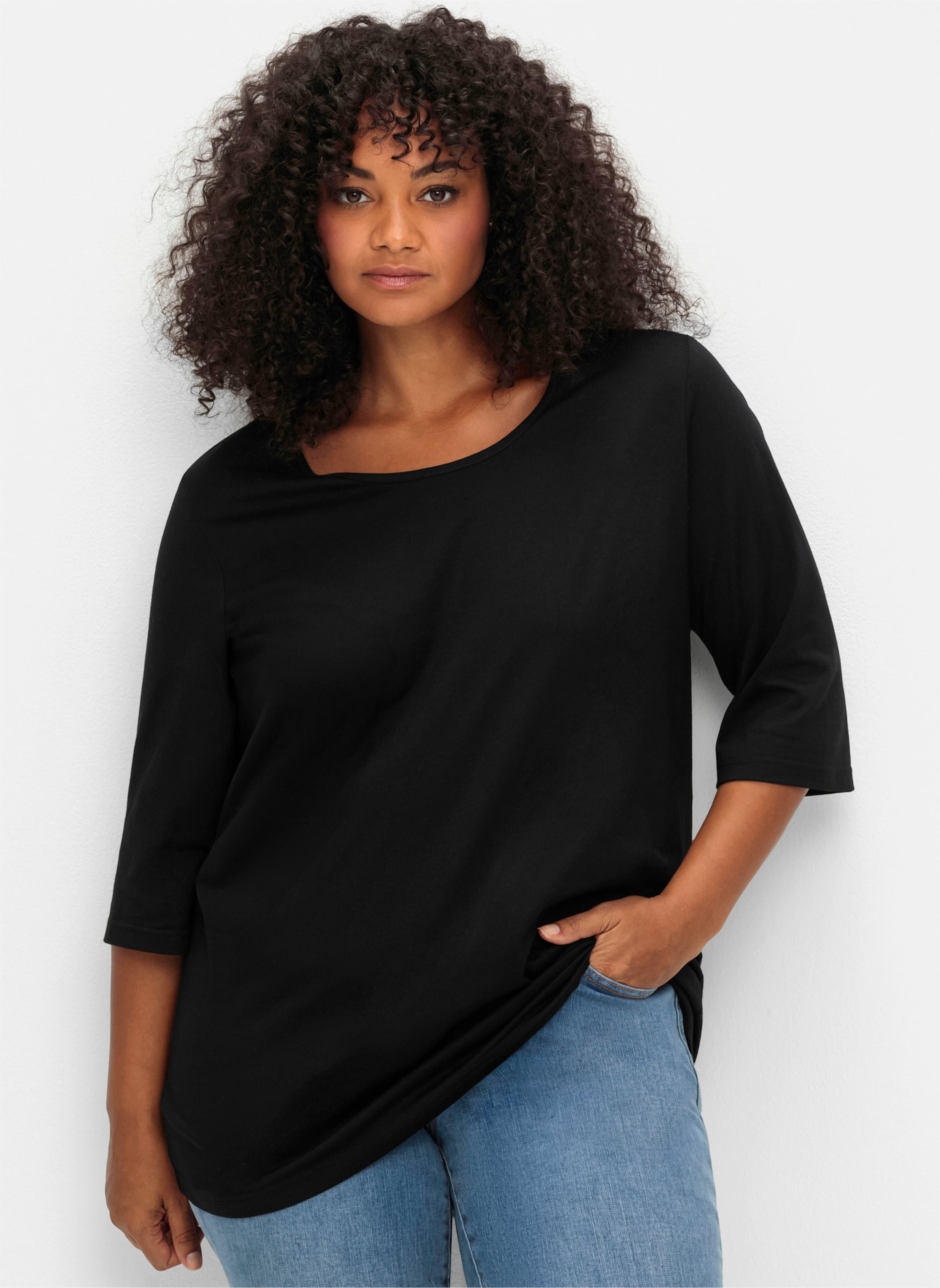 Sheego 3/4-Arm-Shirt im geraden, längeren Schnitt