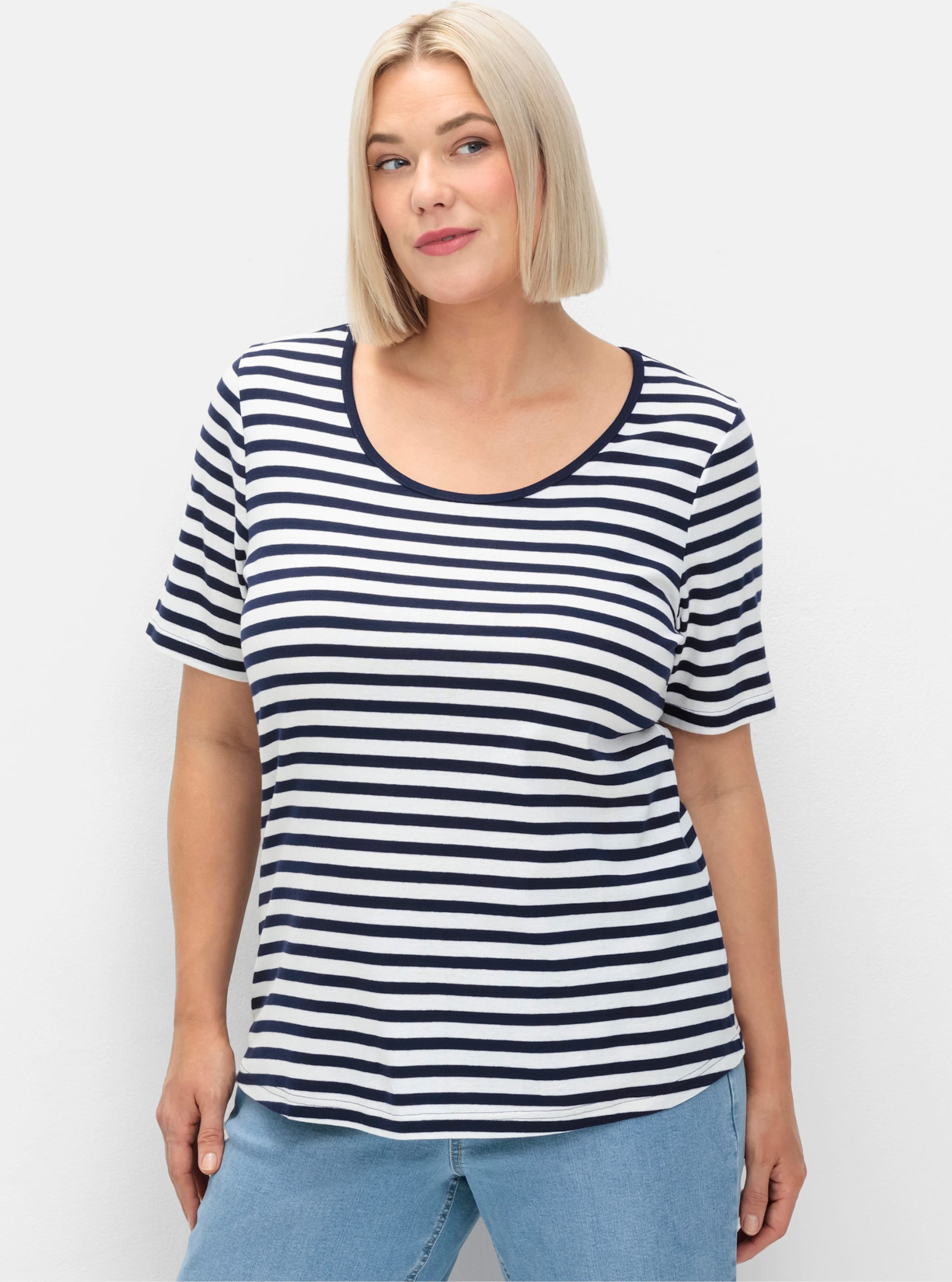 Sheego Streifenshirt mit Rundhalsausschnitt