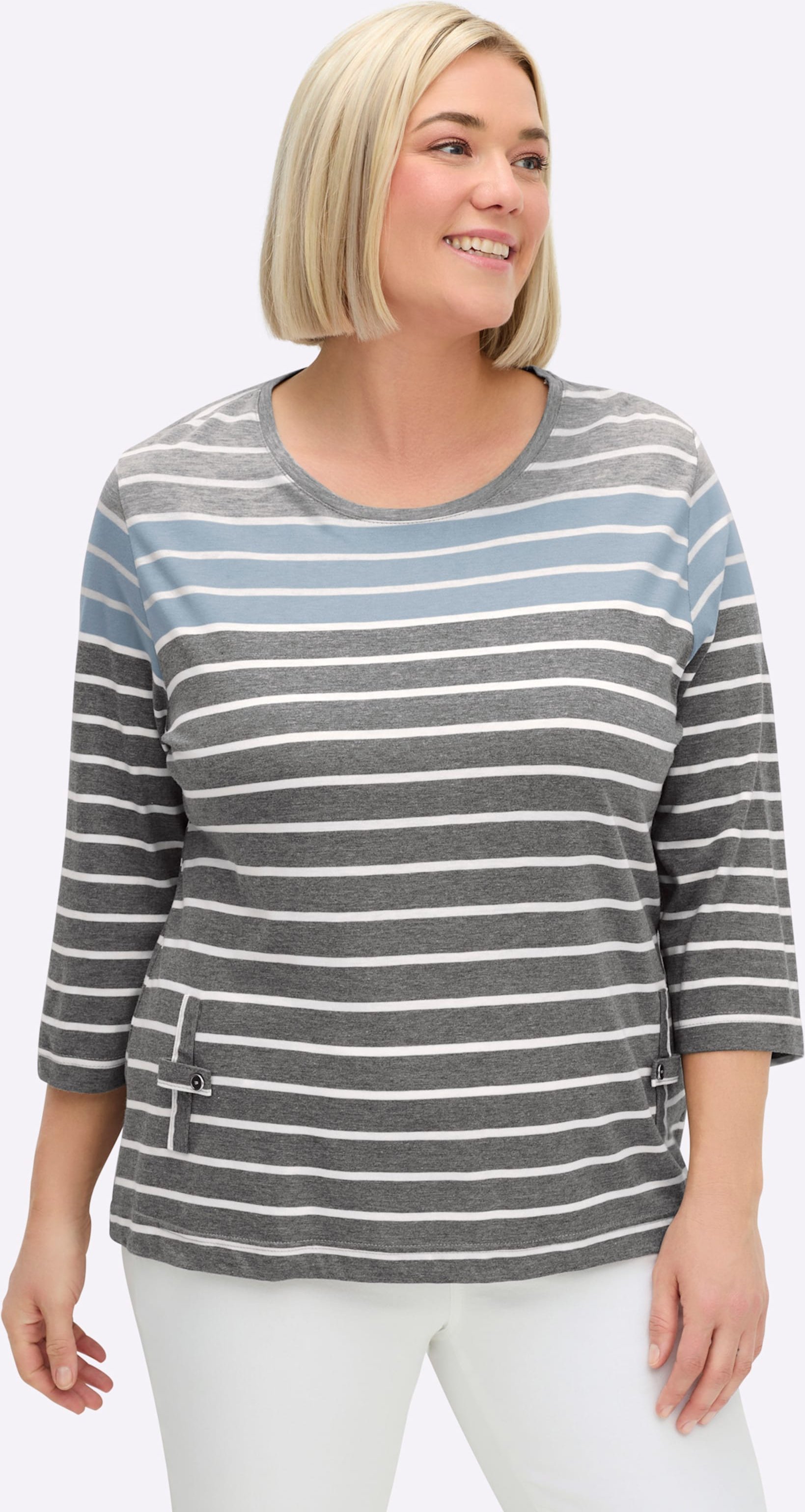 Sheego 3/4-Arm-Shirt mit 2 imitierten Taschen