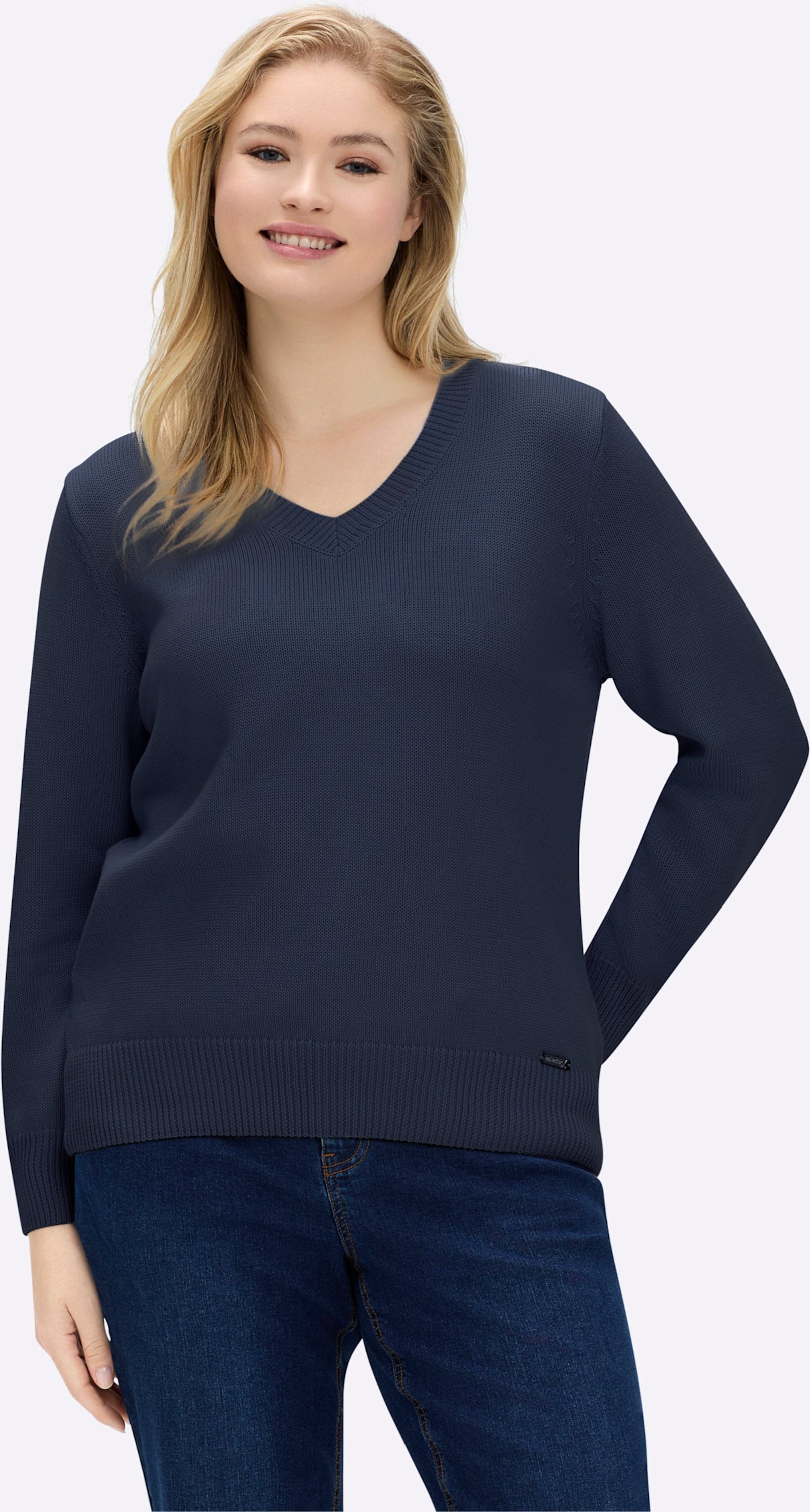 Sheego V-Ausschnitt-Pullover mit Baumwolle