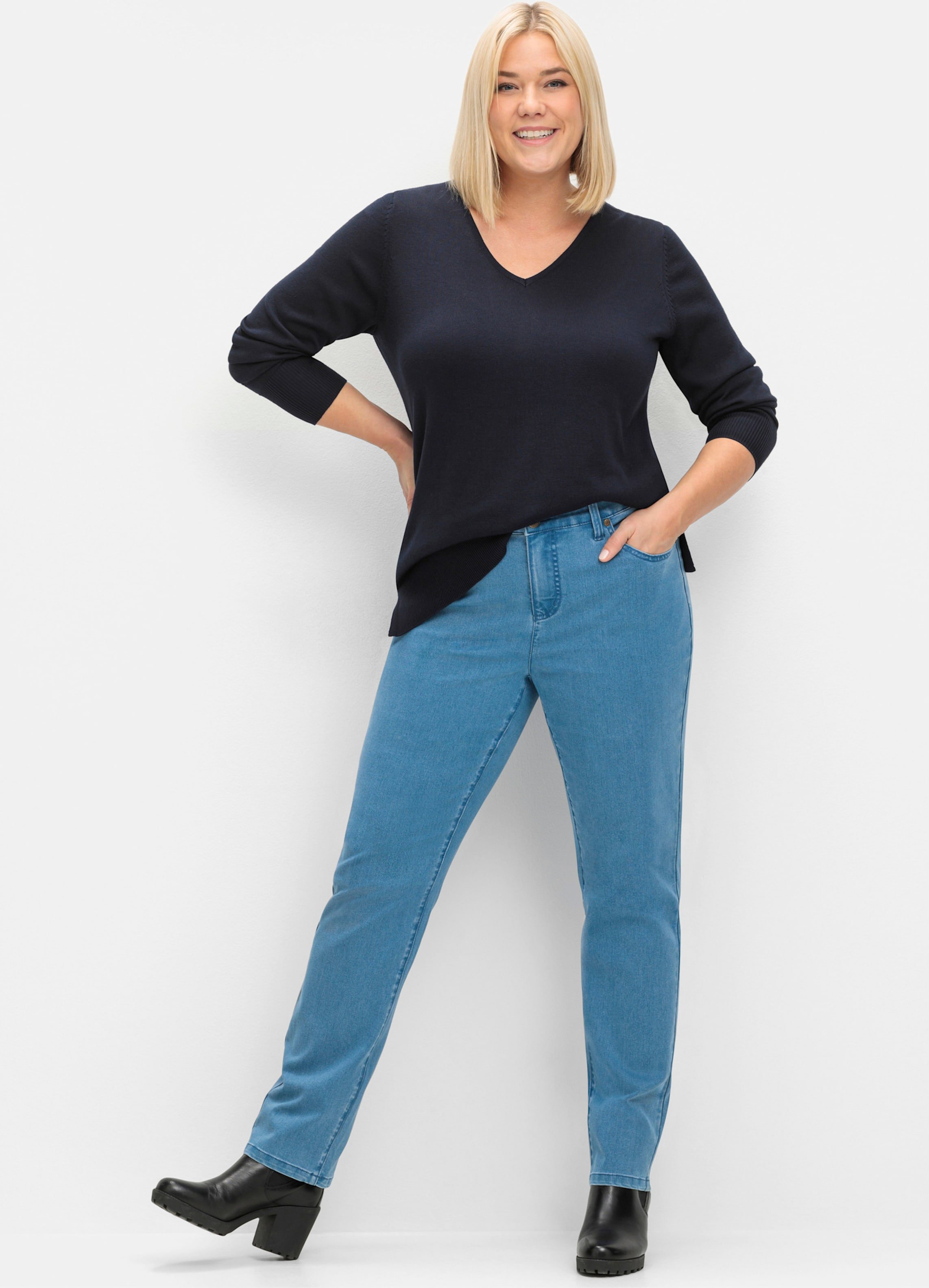 Sheego Strickpullover mit V-Ausschnitt