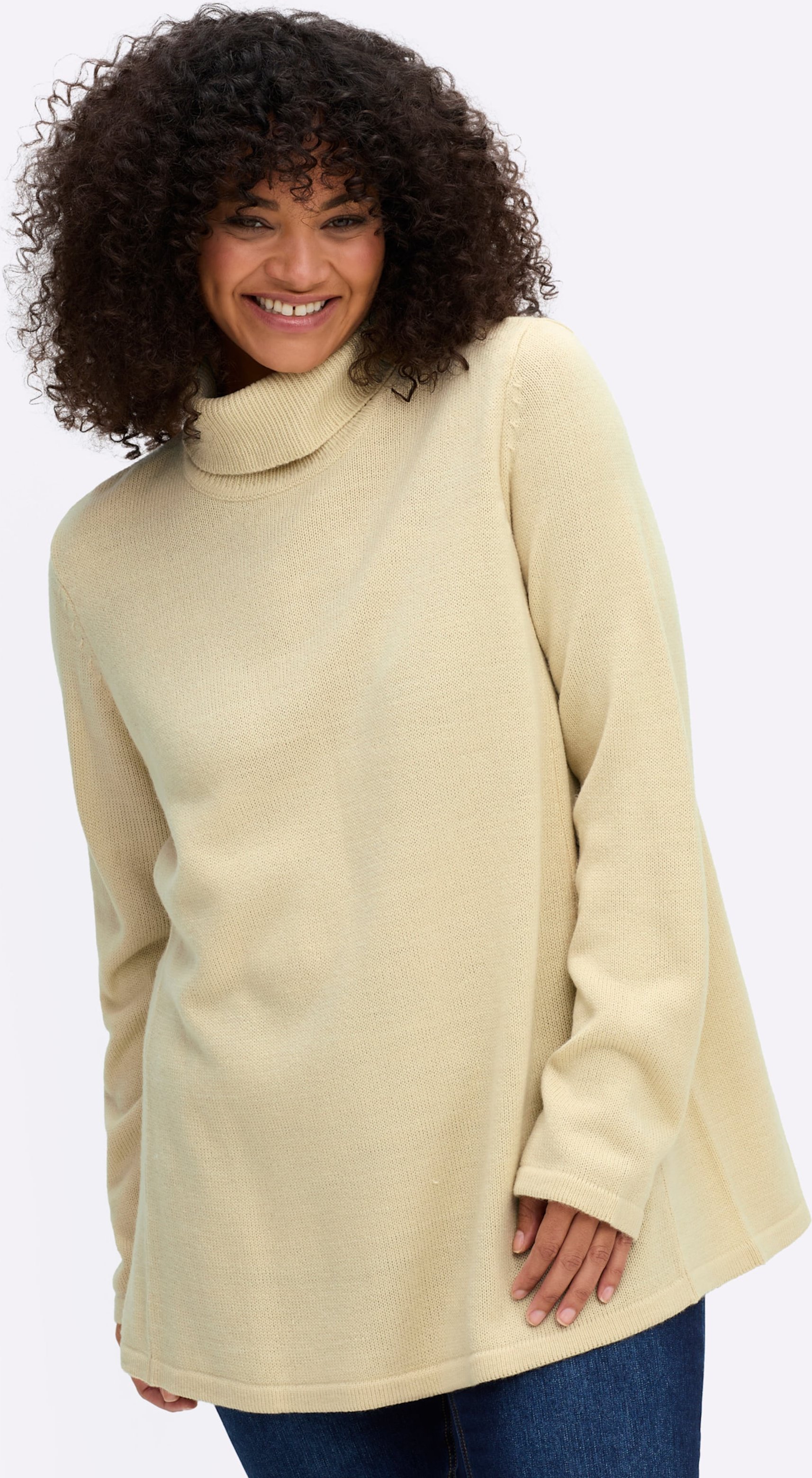 Sheego Rollkragenpullover in A-Linie