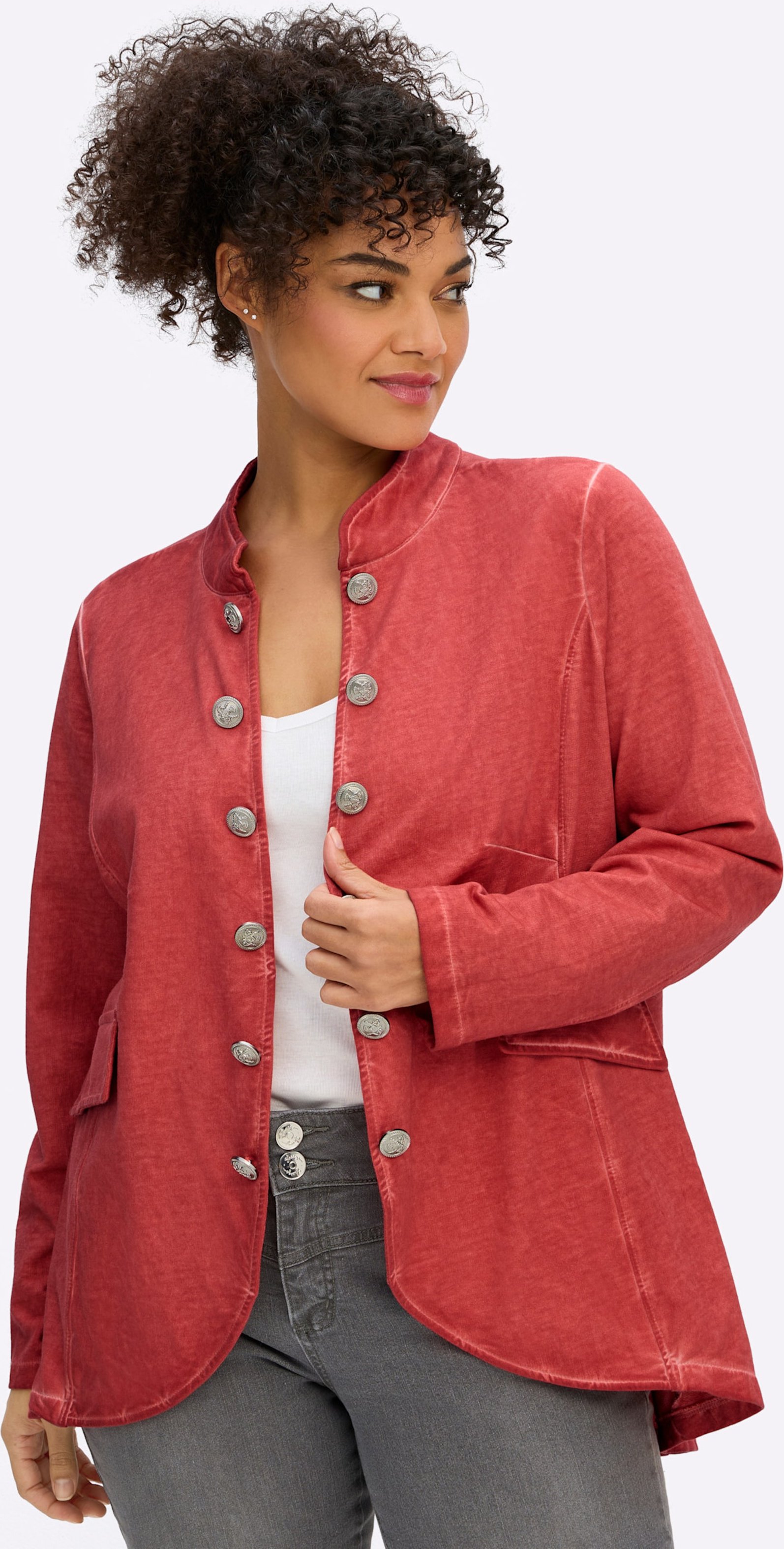 Sheego Sweatjacke in Oil-dyed-Optik