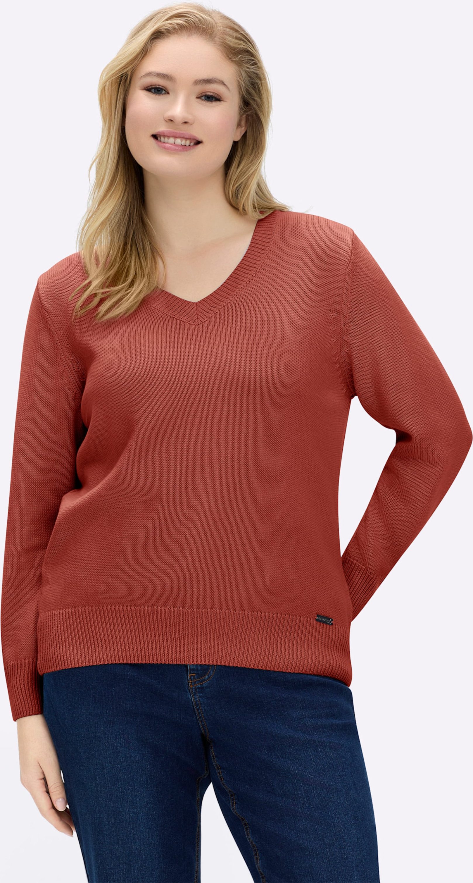 Sheego V-Ausschnitt-Pullover mit Baumwolle