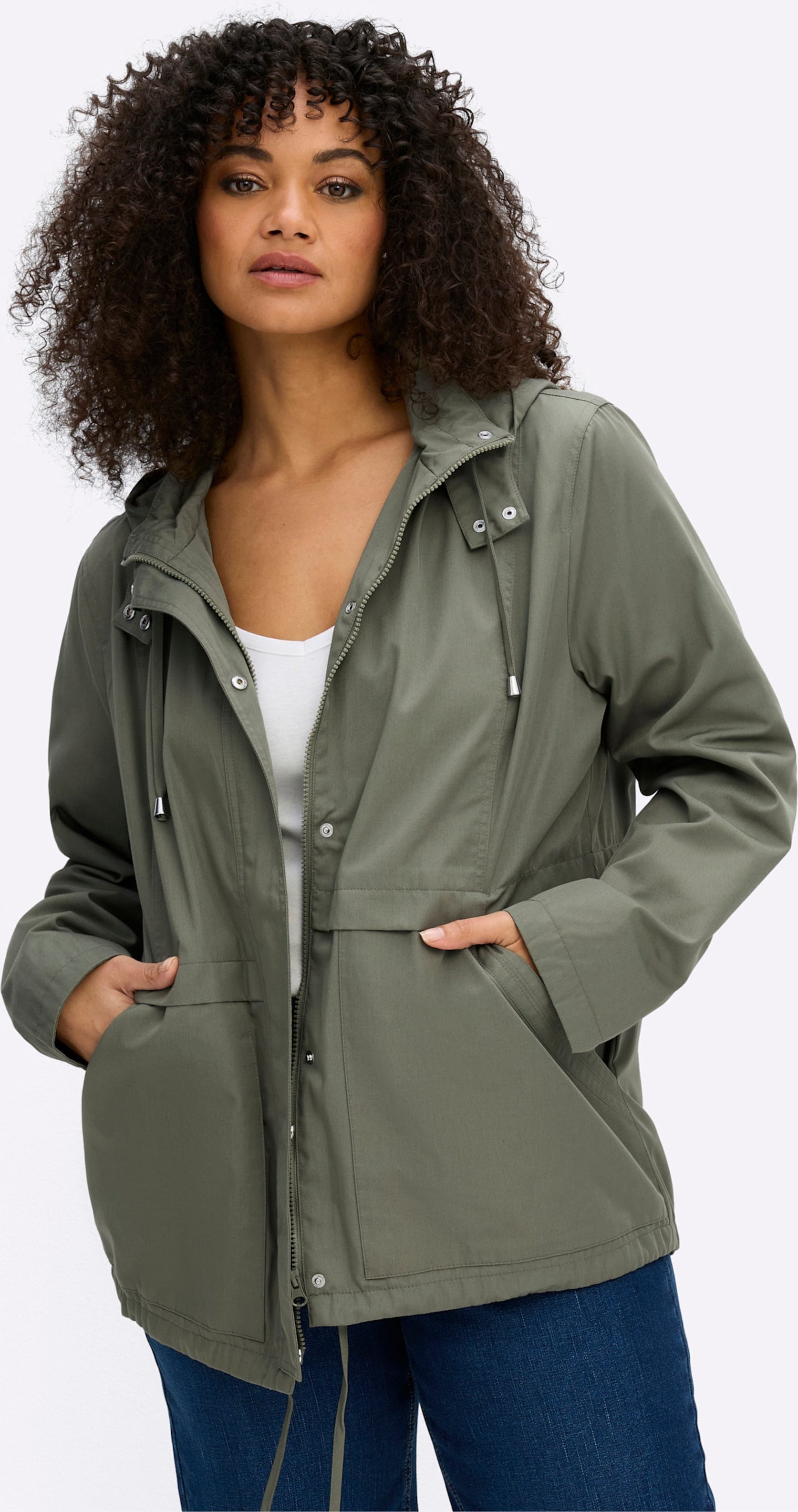 Sheego Kapuzenjacke mit Stehkragen