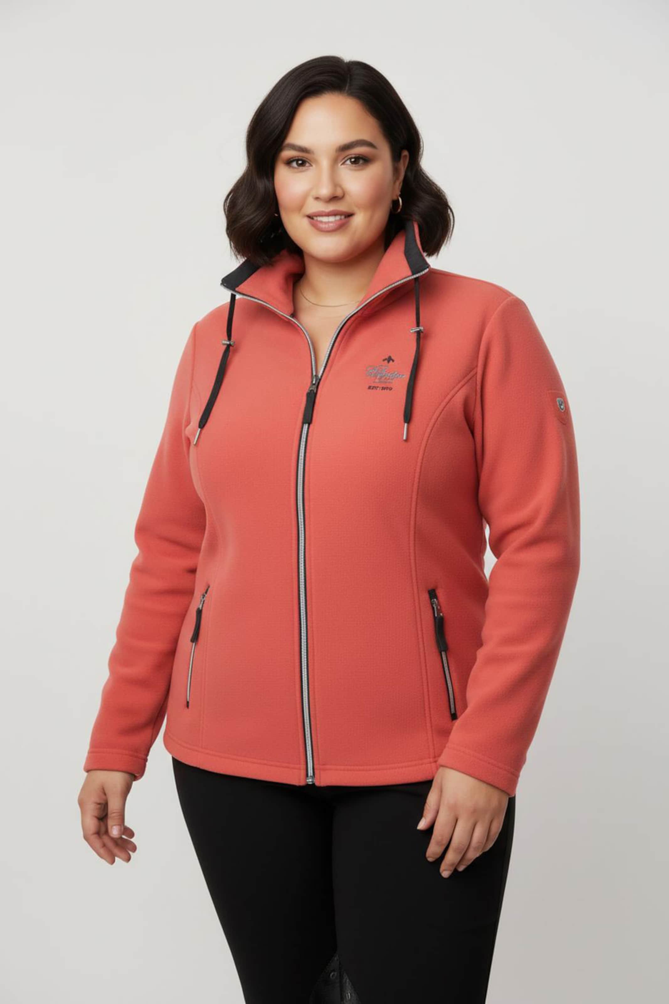 Sheego Fleecejacke mit schrägen Reißverschluss-Taschen