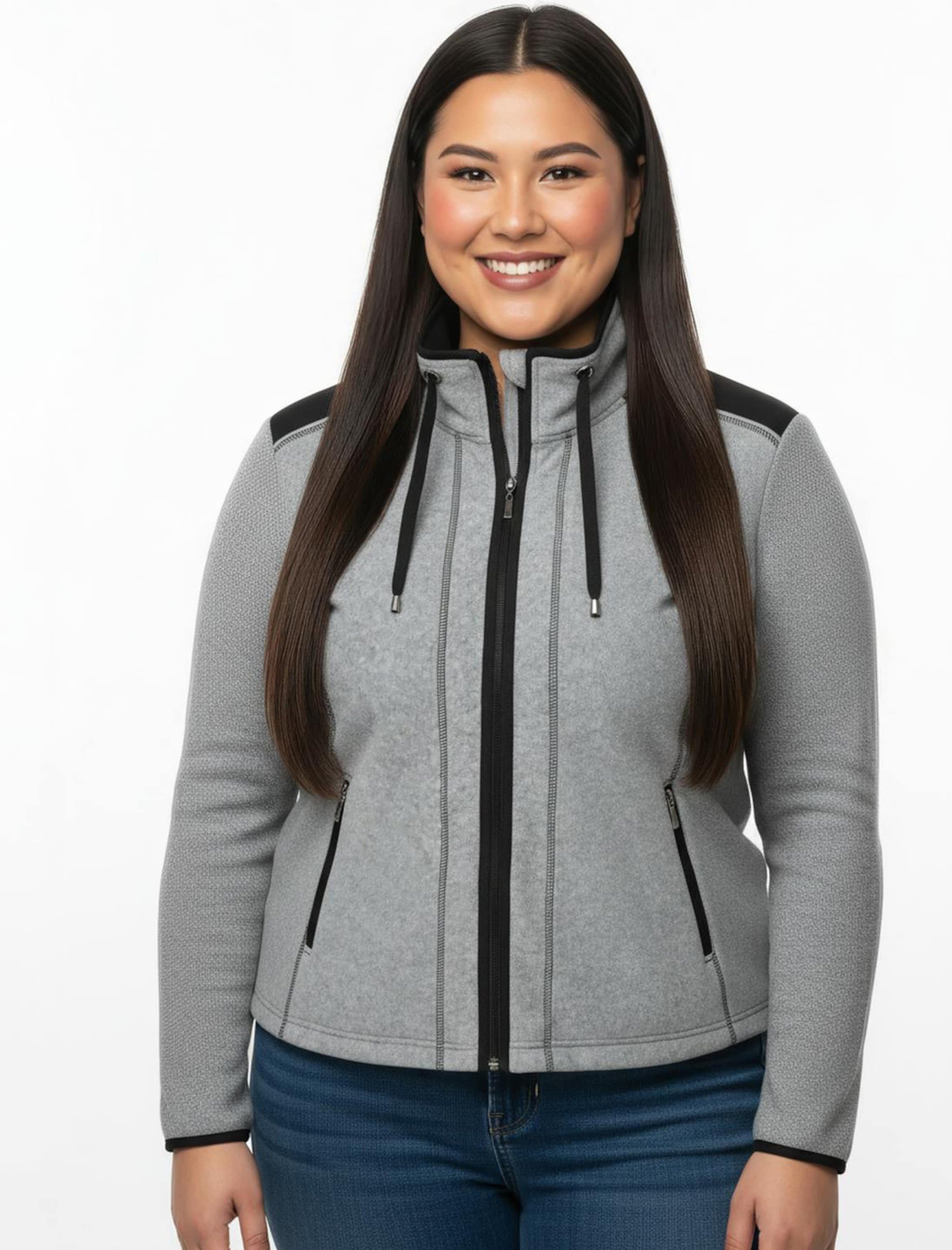 Sheego Fleecejacke mit Kontraststreifen