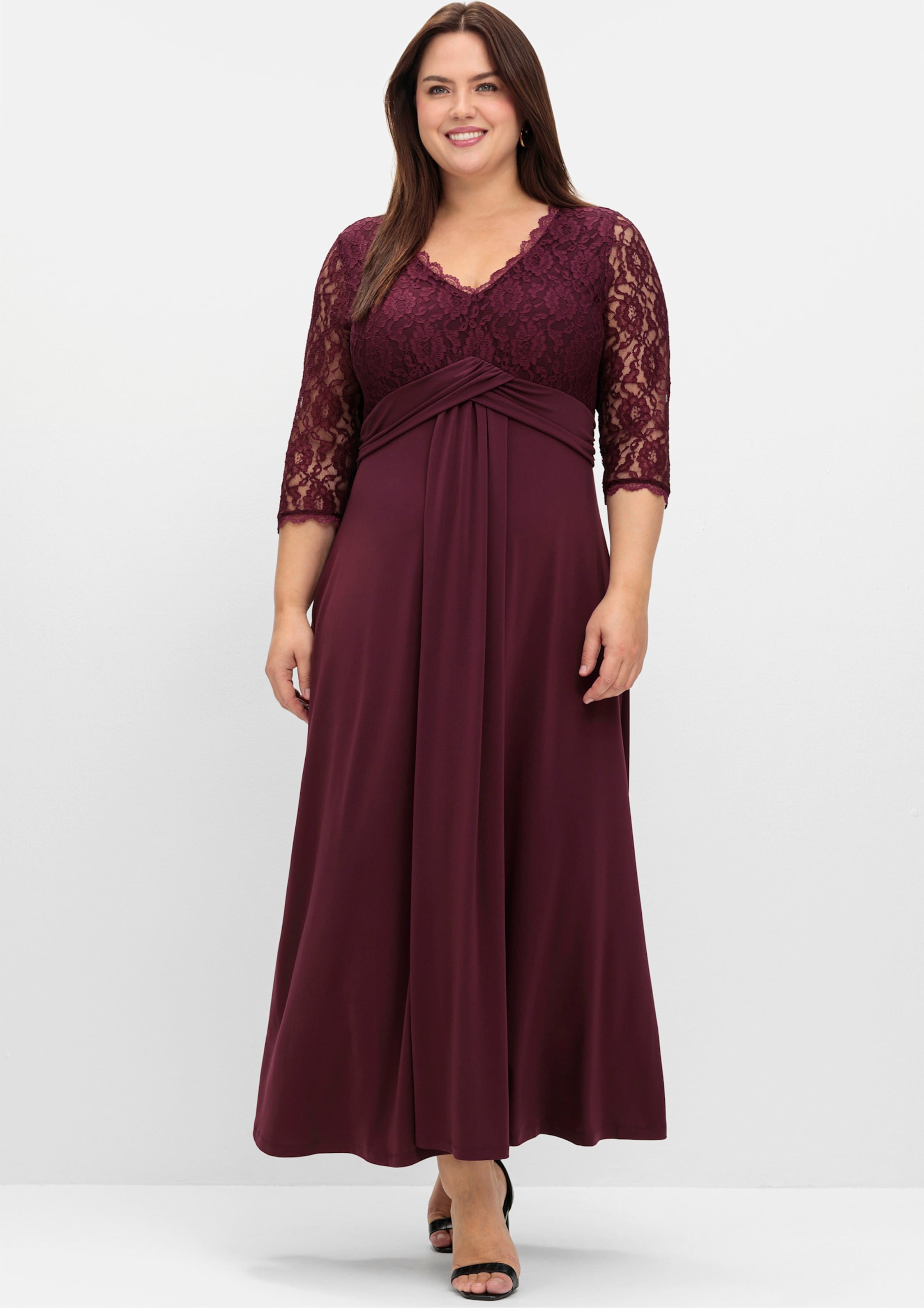 Sheego Abendkleid mit Oberteil aus Spitze