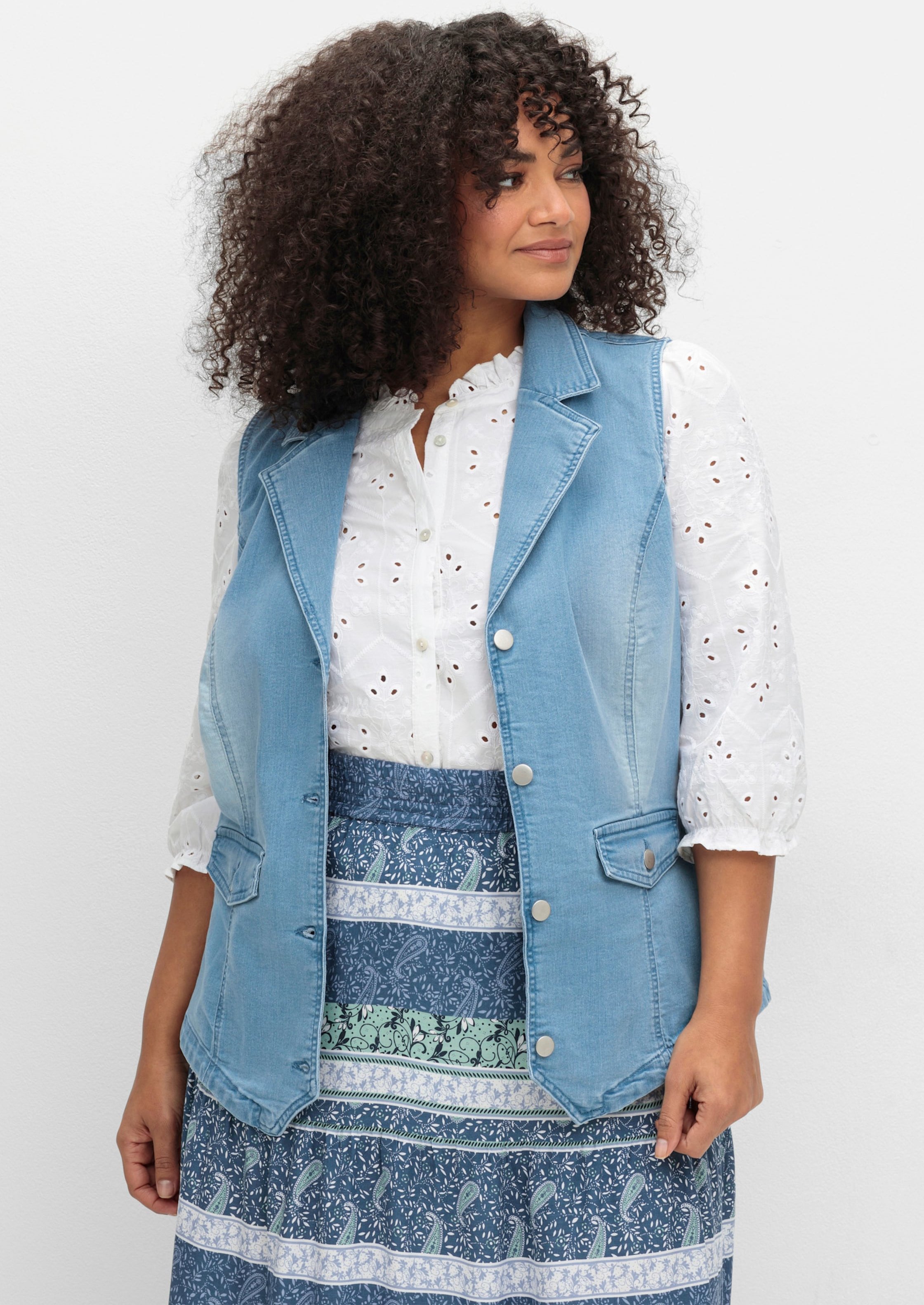 Sheego Jeansweste mit Reverskragen