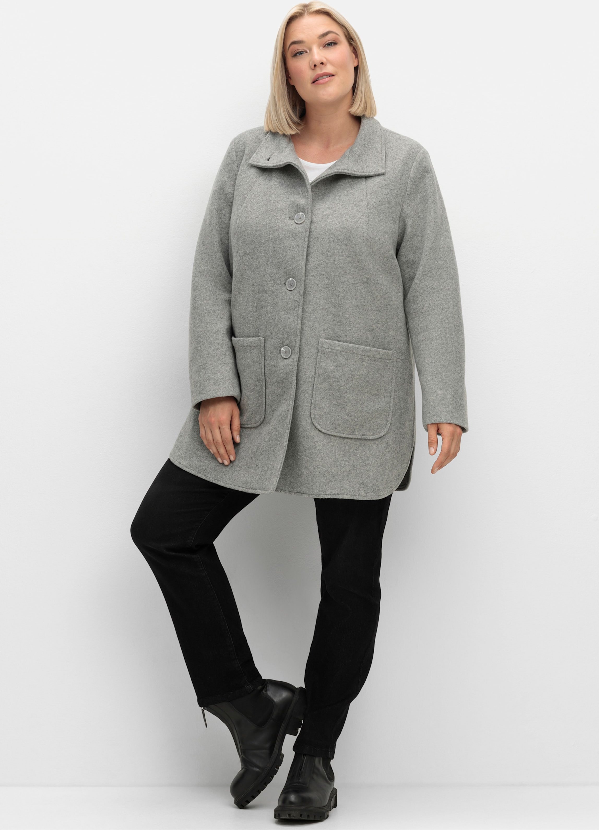 Sheego Longjacke in Woll-Optik